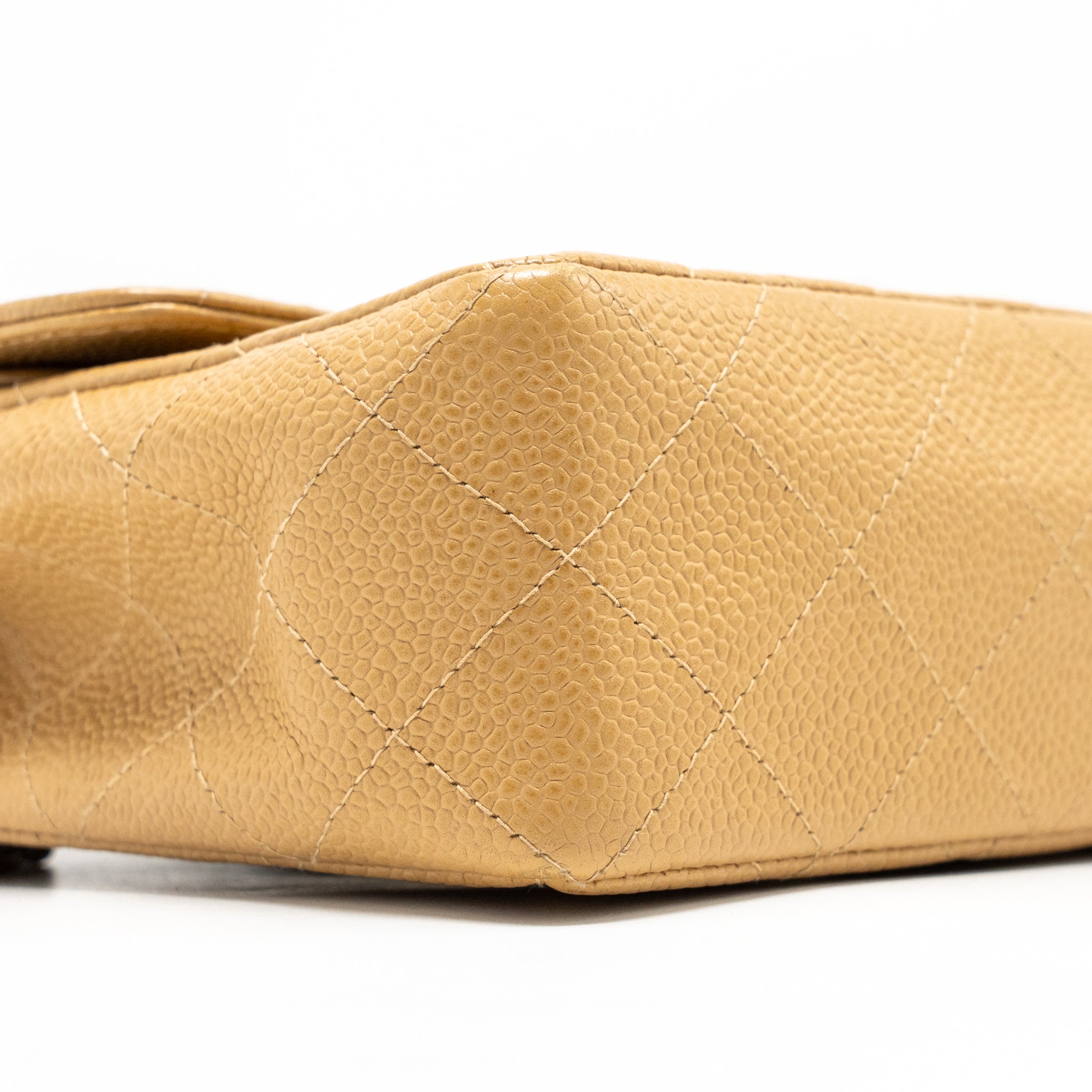 CHANEL SMALL CLASSIC DOUBLE FLAP BAG CAVIAR BEIGE SHW