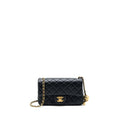 CHANEL PEARL CRUSH MINI RECTANGULAR LAMBSKIN BLACK BRUSHED GHW (MICROCHIP)