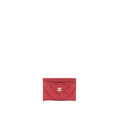 CHANEL CLASSIC CARD HOLDER CAVIAR RED WITH SHW