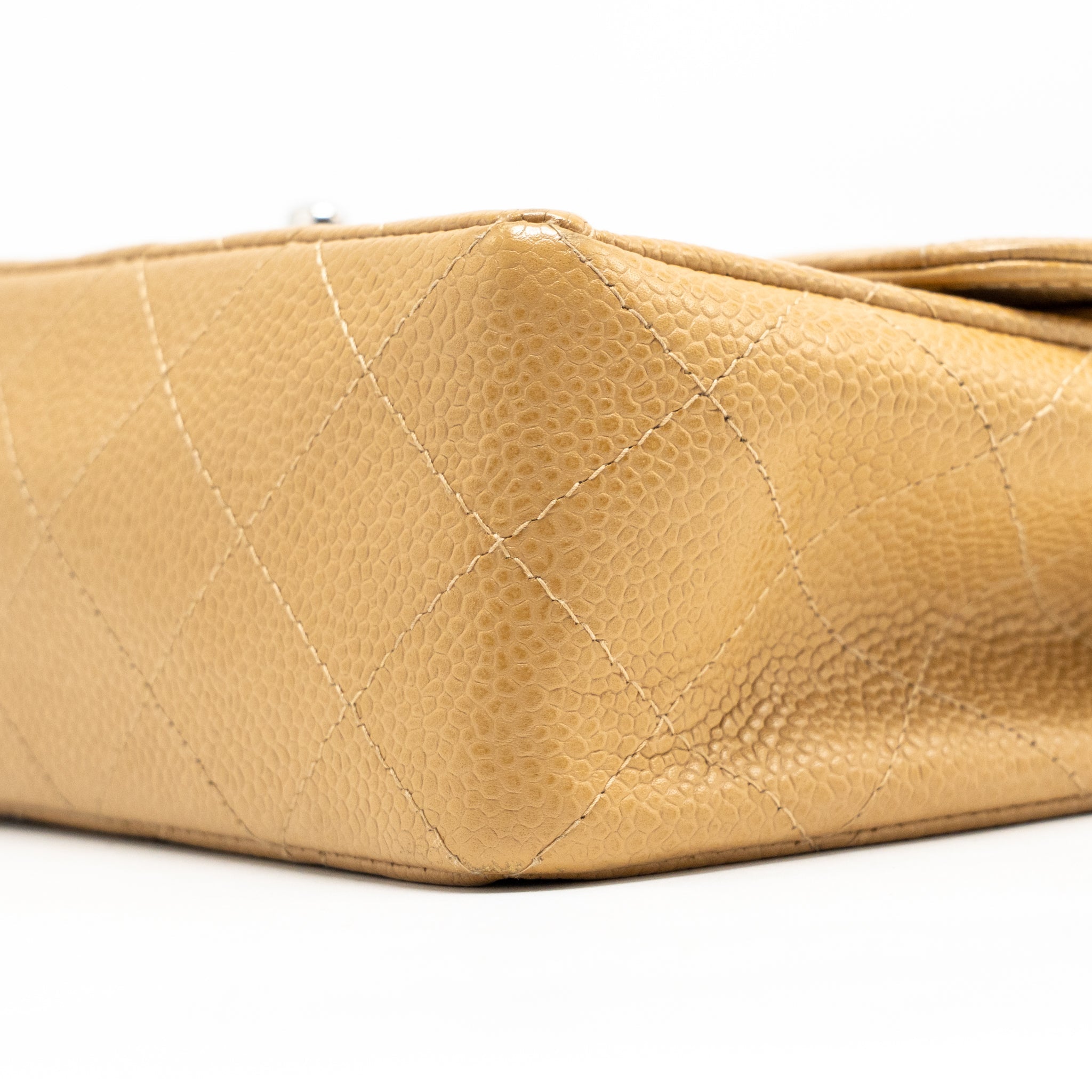 CHANEL SMALL CLASSIC DOUBLE FLAP BAG CAVIAR BEIGE SHW