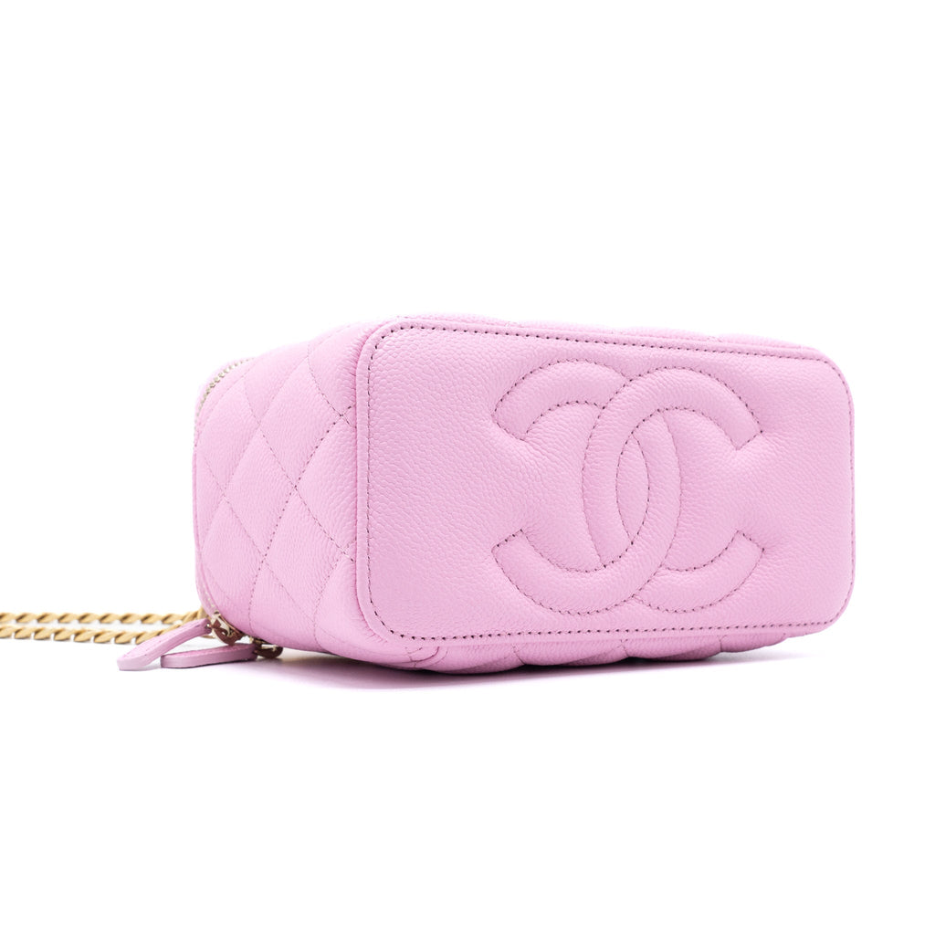 CHANEL 23P COCO LOVE LONG VANITY WITH CHAIN CAVIAR PINK GHW (MICROCHIP)