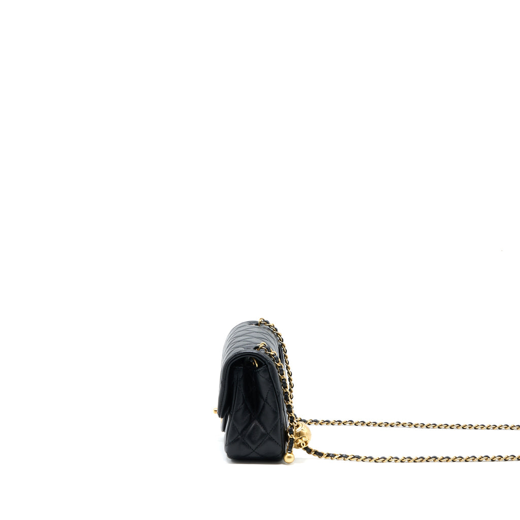 CHANEL PEARL CRUSH MINI RECTANGULAR LAMBSKIN BLACK BRUSHED GHW (MICROCHIP)