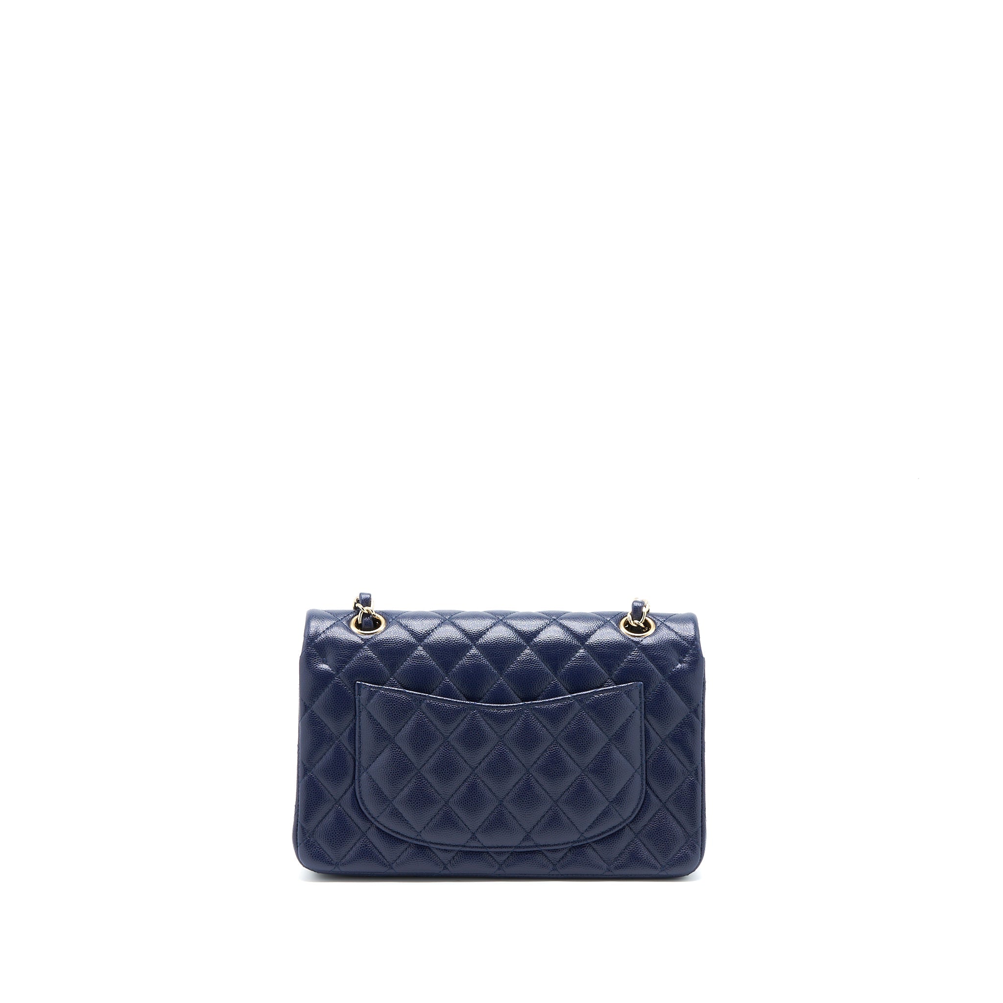 CHANEL SMALL CLASSIC DOUBLE FLAP BAG CAVIAR DARK BLUE LGHW