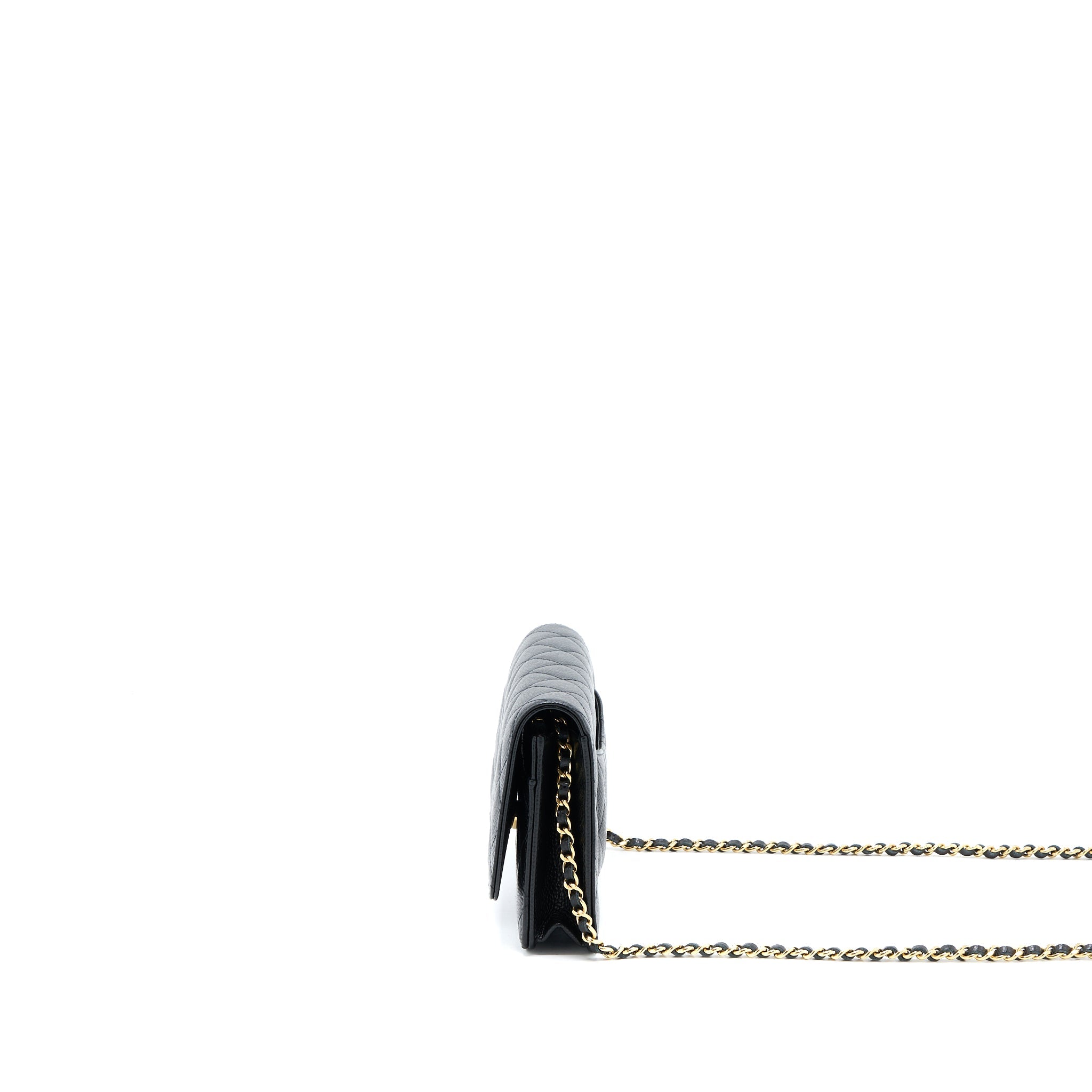 CHANEL CLASSIC WALLET ON CHAIN CAVIAR BLACK GHW (MICROCHIP)