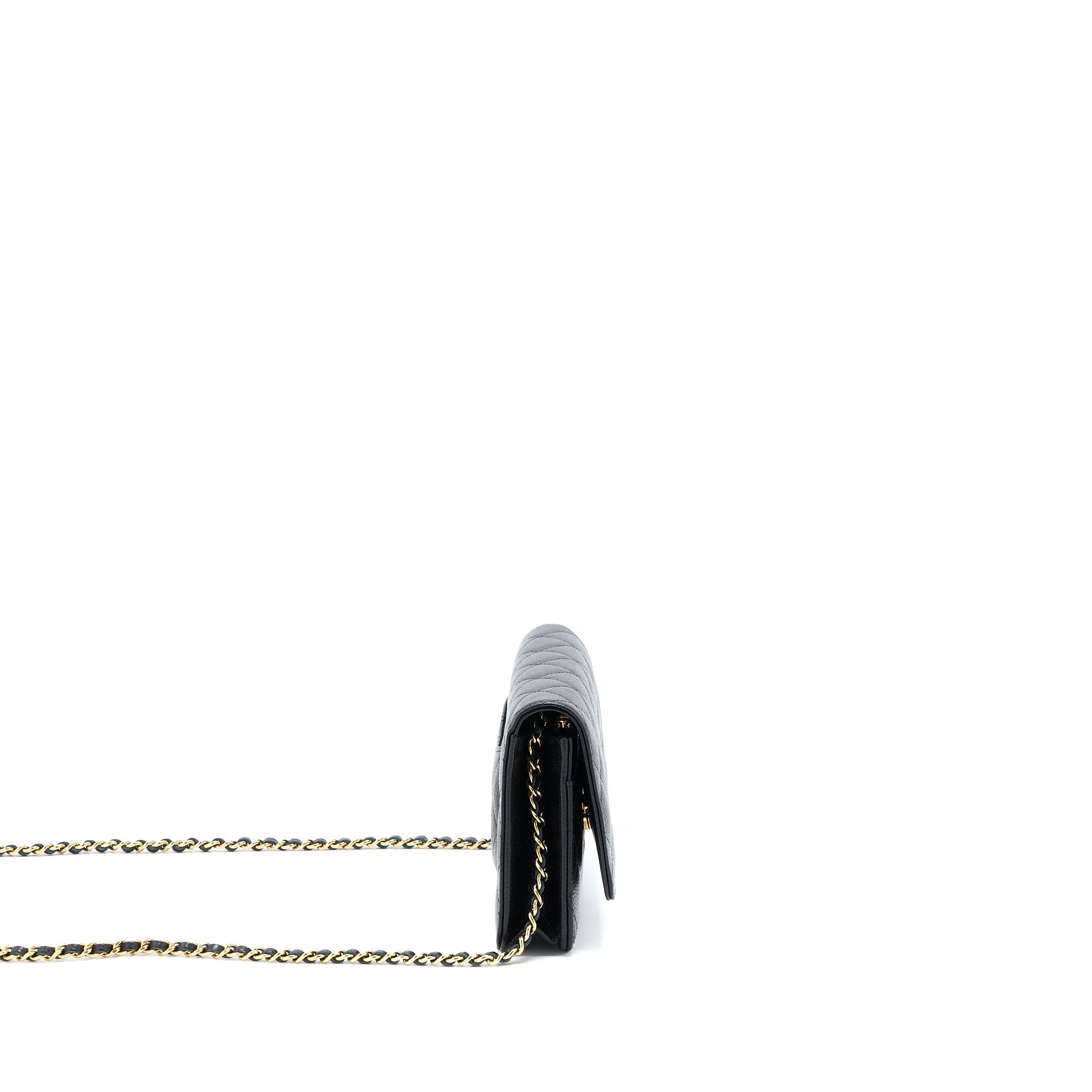 CHANEL CLASSIC WALLET ON CHAIN CAVIAR BLACK GHW (MICROCHIP)