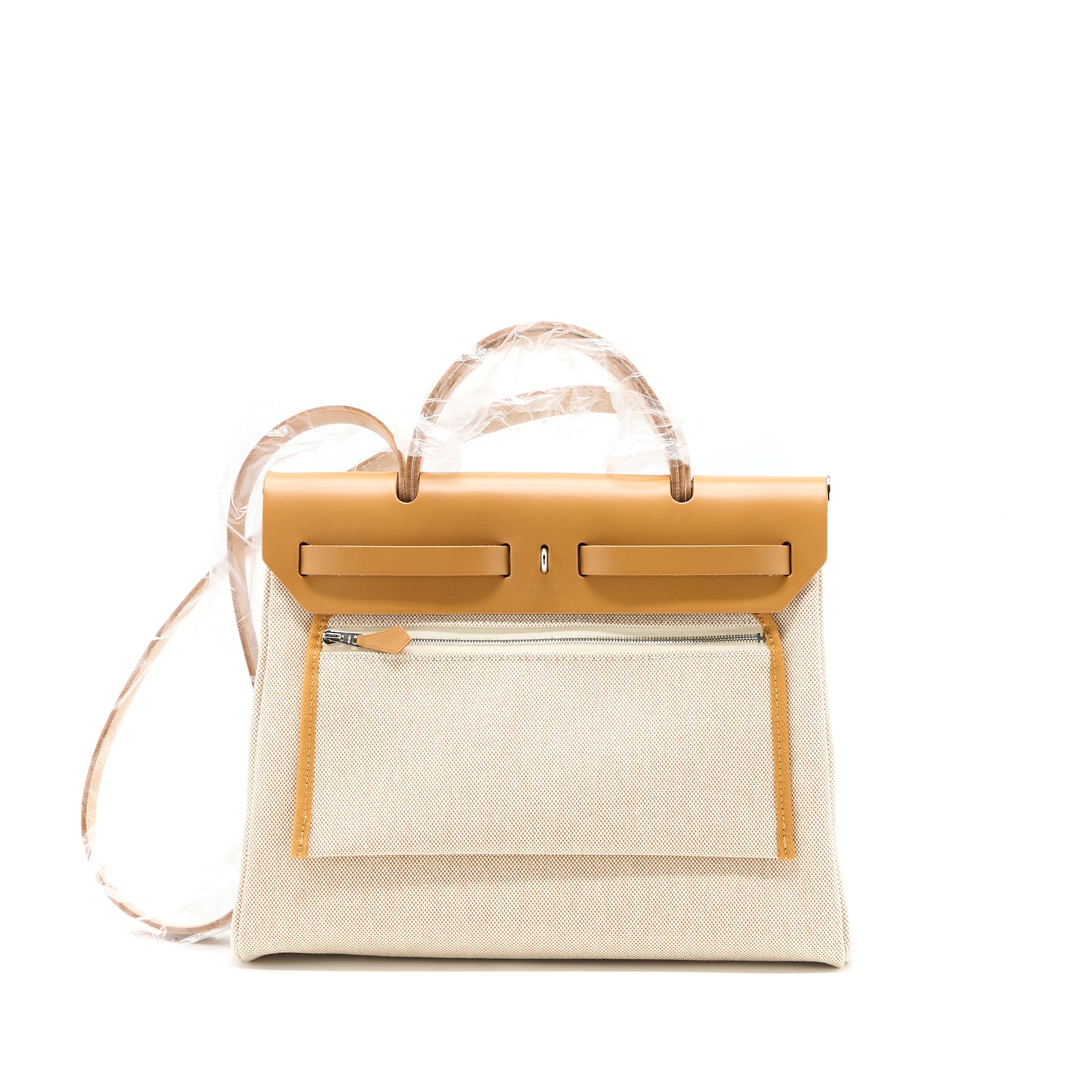 HERMES HERBAG ZIP 31 TOILE H EN RELIEF BRIDES SABLE/ ECRU BEIGE/ NAT SABLE