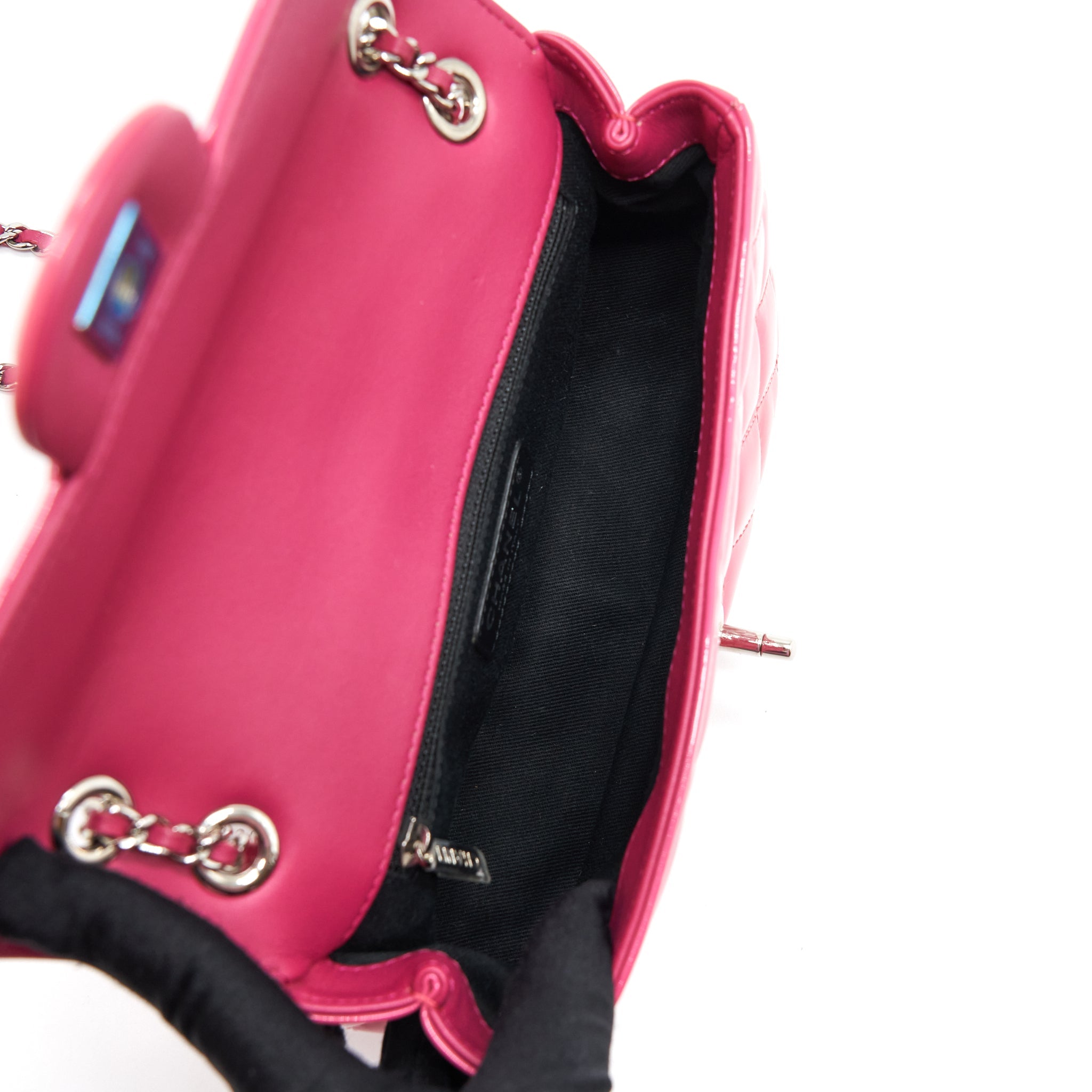 CHANEL COCO SHINE FLAP BAG PATENT PINK SHW