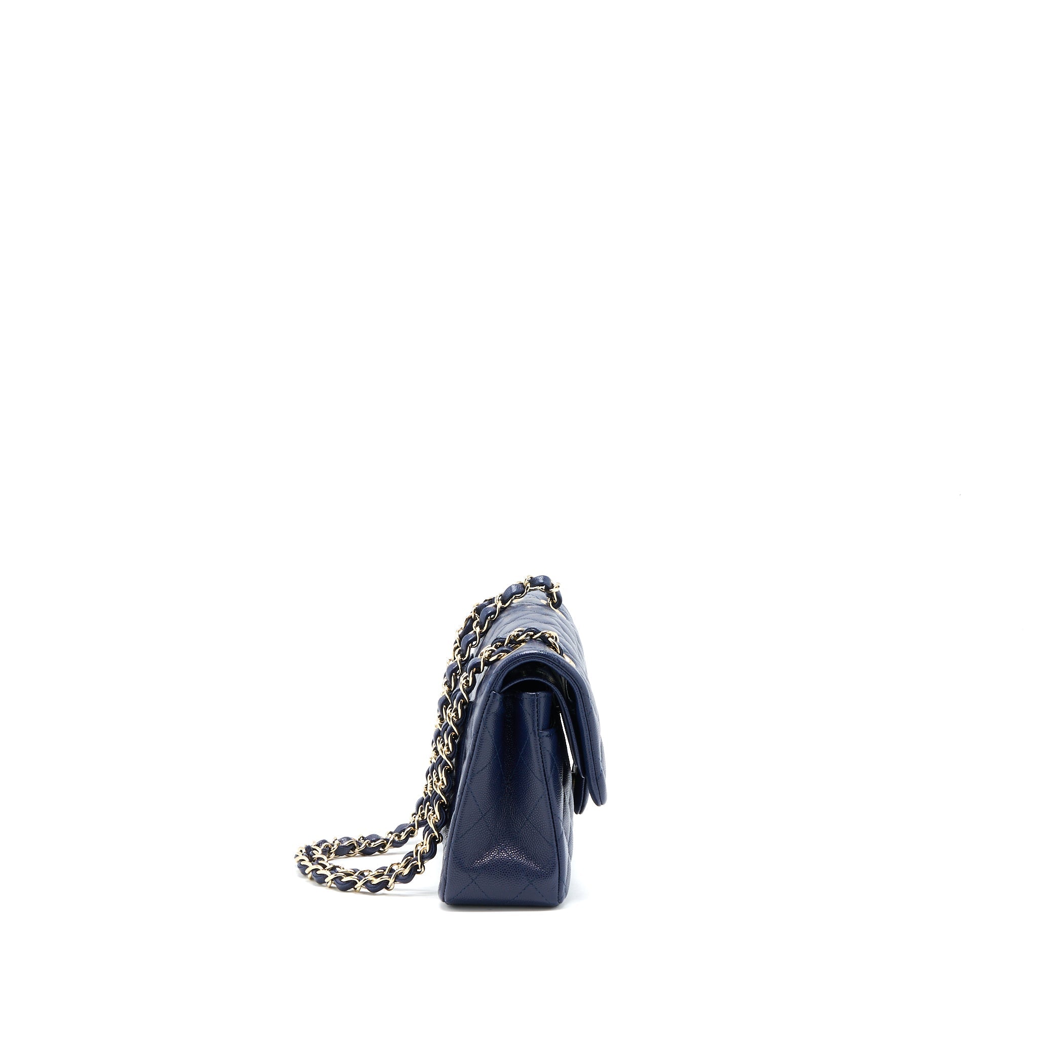 CHANEL SMALL CLASSIC DOUBLE FLAP BAG CAVIAR DARK BLUE LGHW