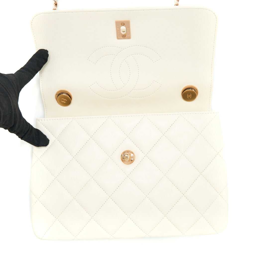 CHANEL SMALL TRENDY CC LAMBSKIN WHITE RGHW (MICROCHIP)