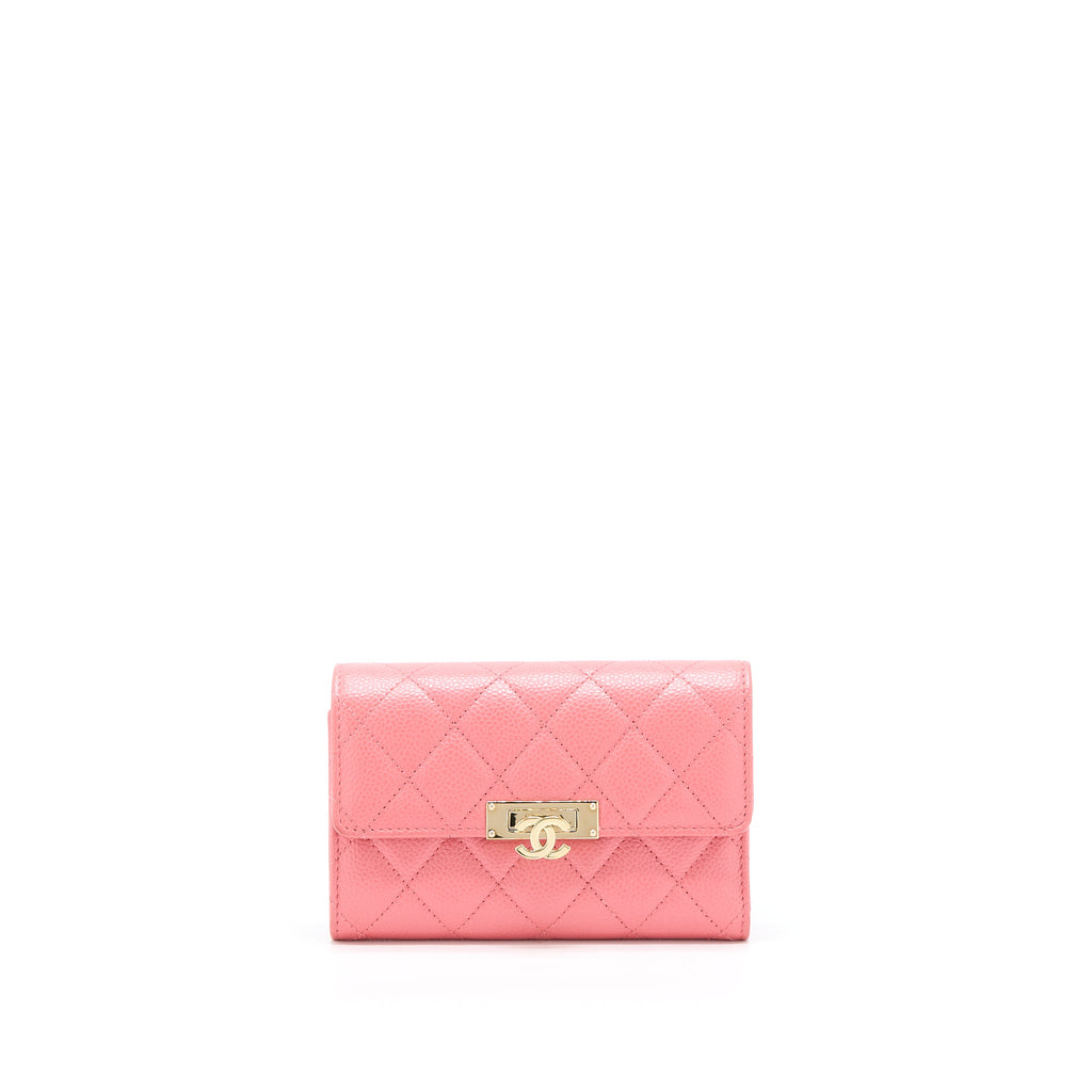 CHANEL FLAP WALLET CAVIAR ROSE PINK LGHW