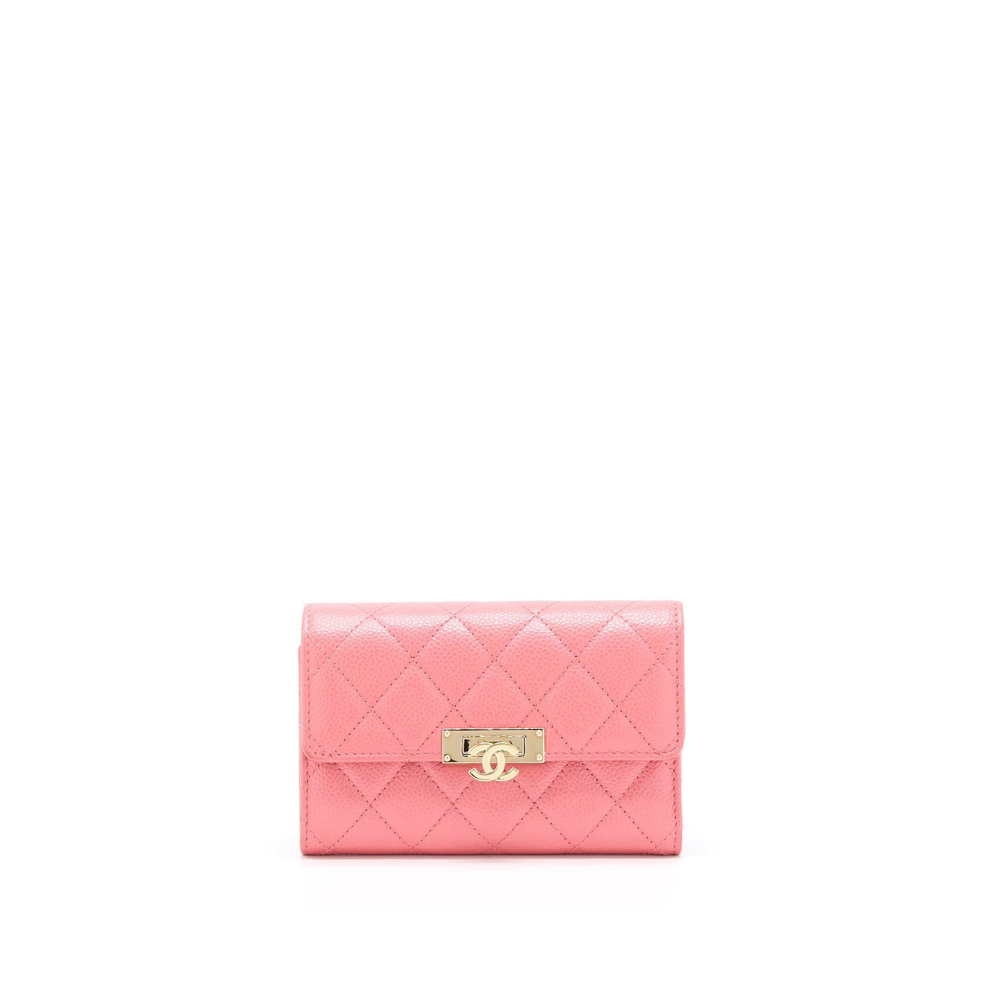 CHANEL FLAP WALLET CAVIAR ROSE PINK LGHW
