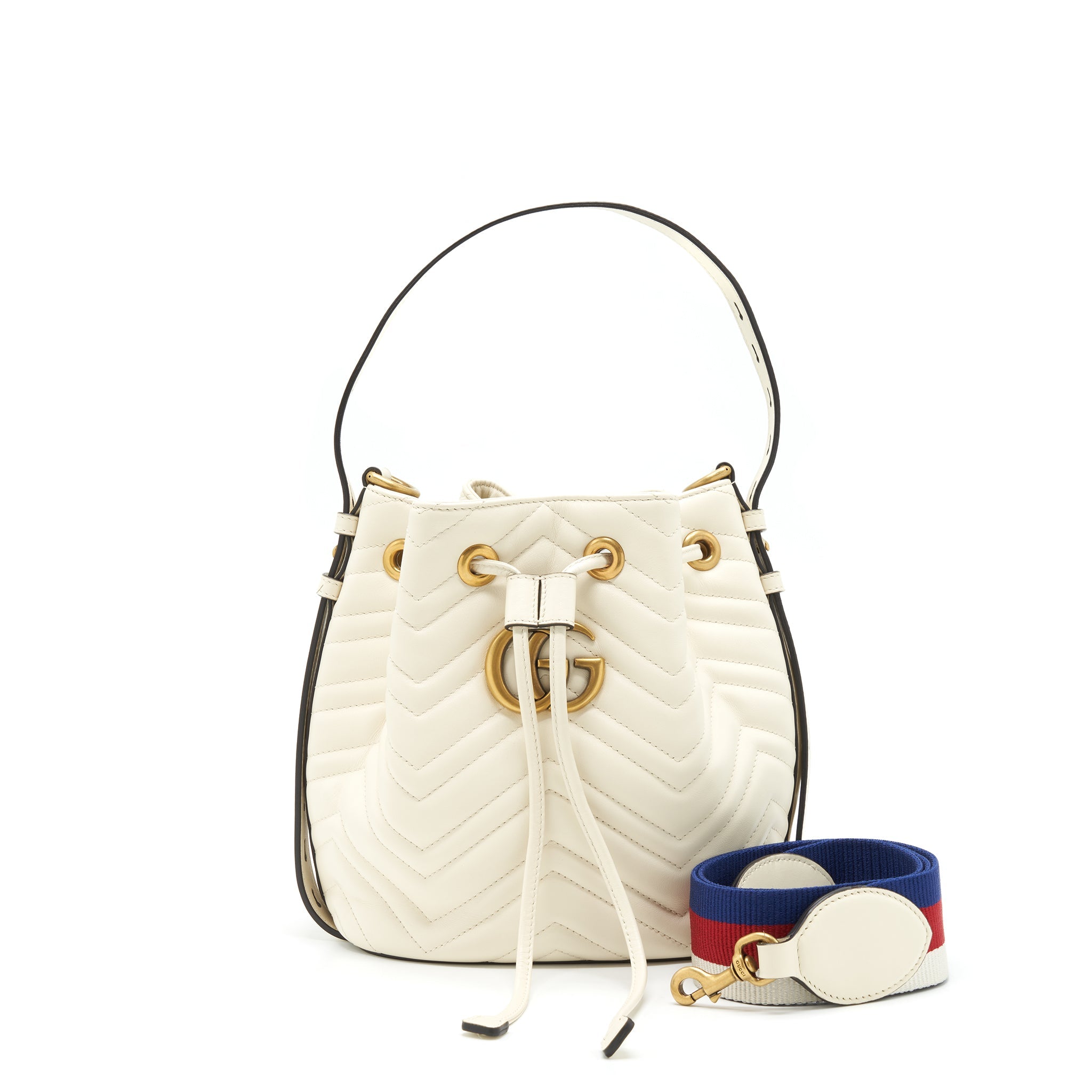 GUCCI BUCKET BAG WHITE GHW