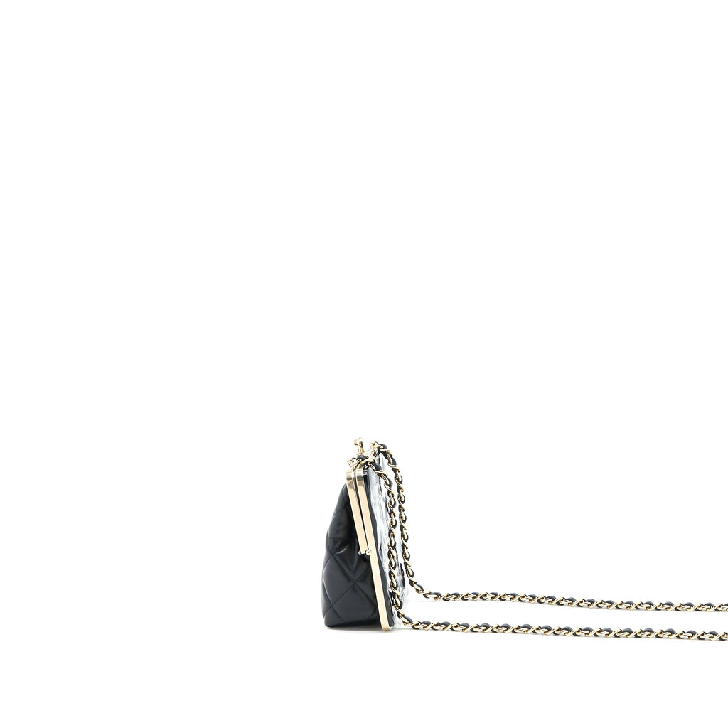 CHANEL MINI CLIP WITH CHAIN LAMBSKIN BLACK LGHW