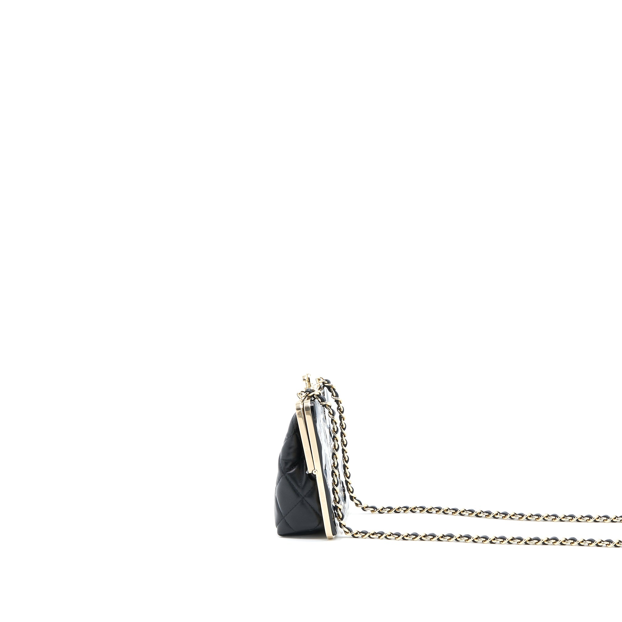 CHANEL MINI CLIP WITH CHAIN LAMBSKIN BLACK LGHW