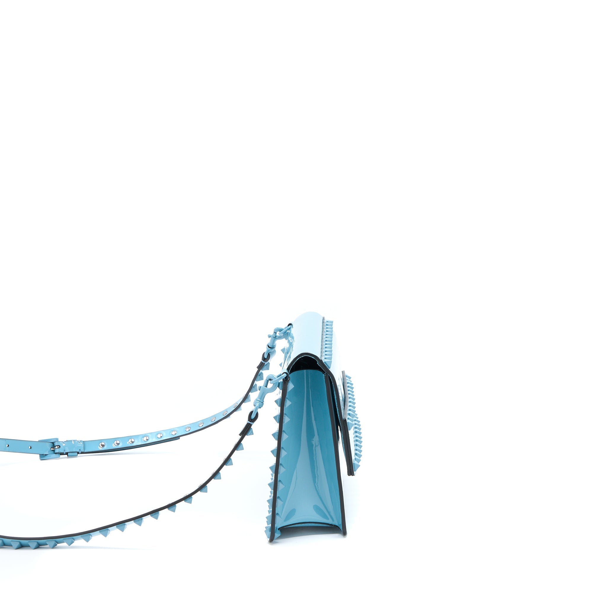 VALENTINO ROCKSTUD BAG PATENT BLUE WITH BLUE HARDWARE