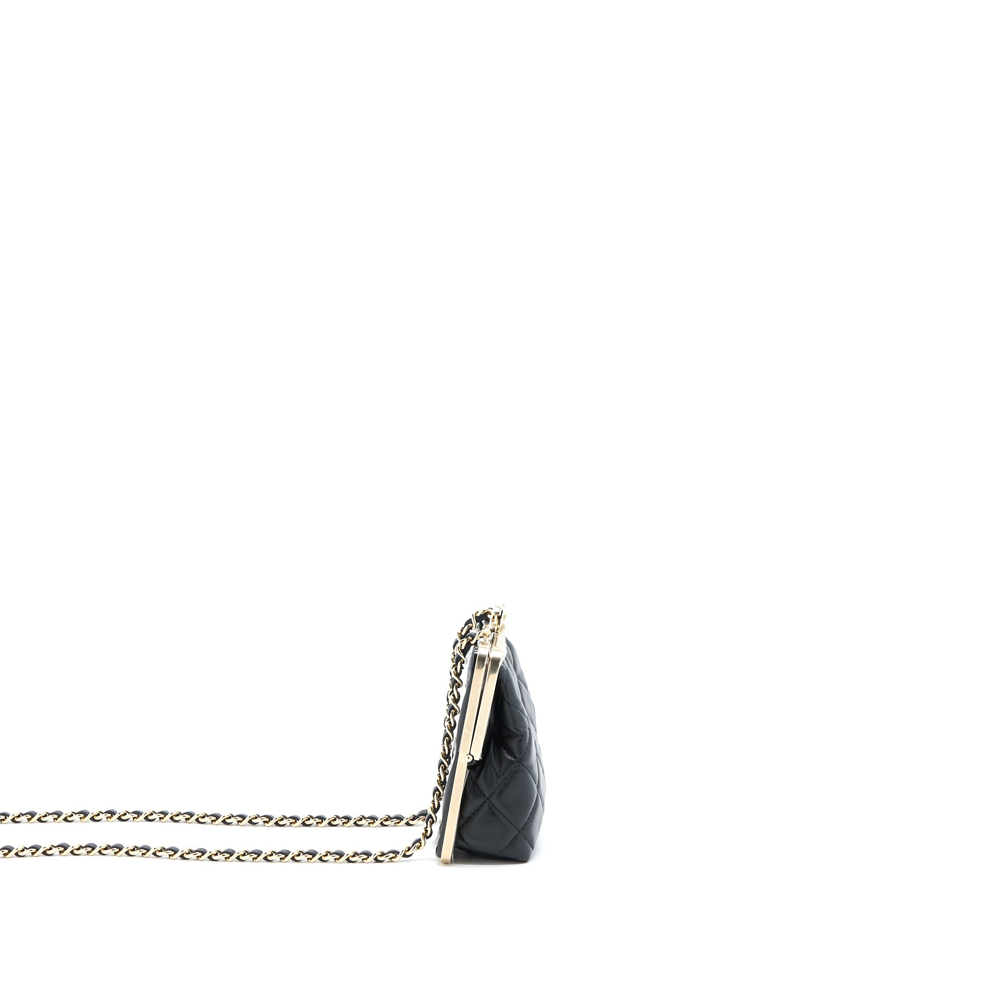 CHANEL MINI CLIP WITH CHAIN LAMBSKIN BLACK LGHW