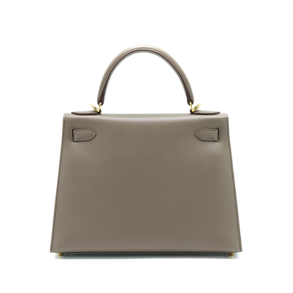 HERMES KELLY 28 SELLIER EPSOM 8F GRIS ETAIN GHW