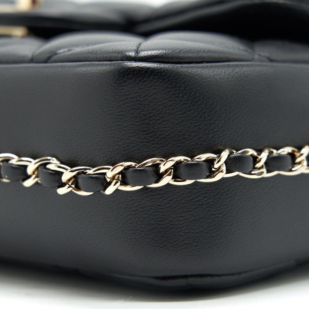 CHANEL LOGO PEARL CHAIN MINI FLAP BAG GHW