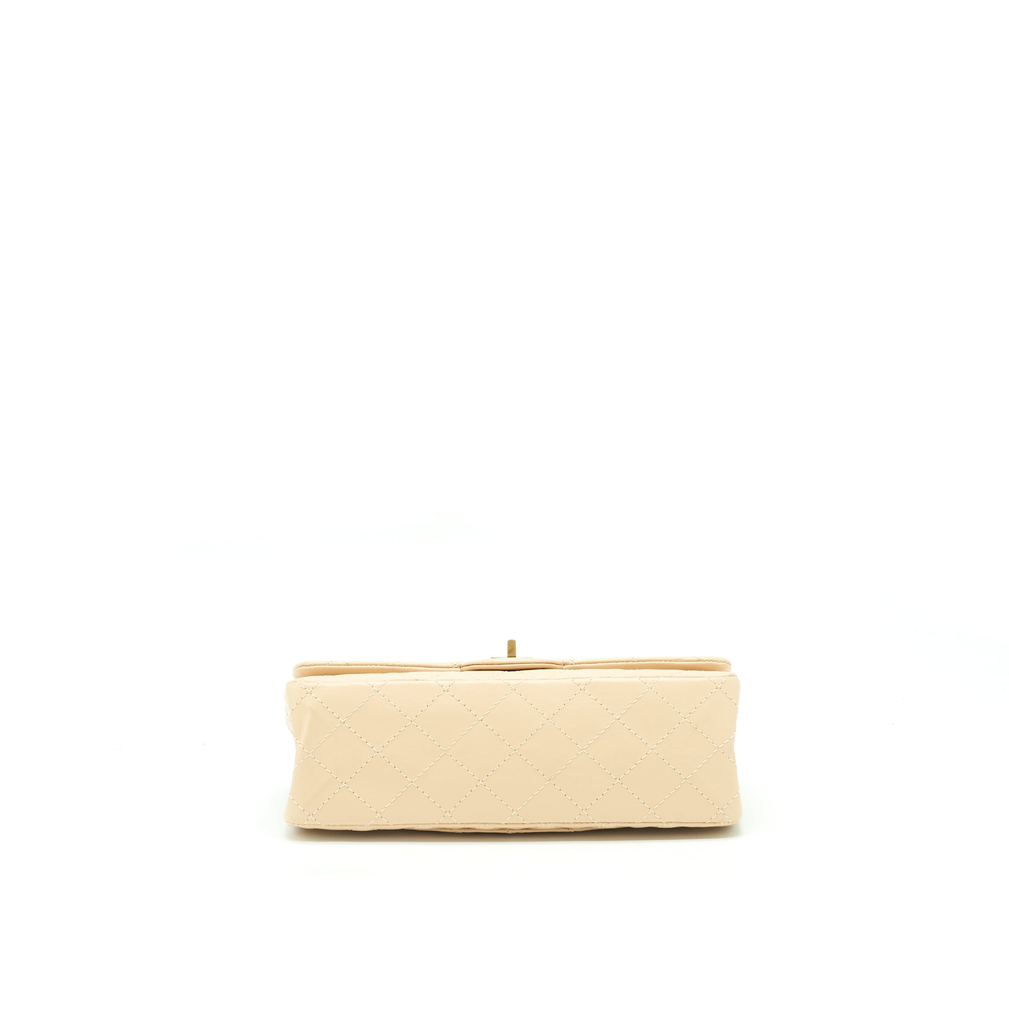 CHANEL 2.55 225 REISSUE DOUBLE FLAP BAG CALFSKIN LIGHT BEIGE GHW