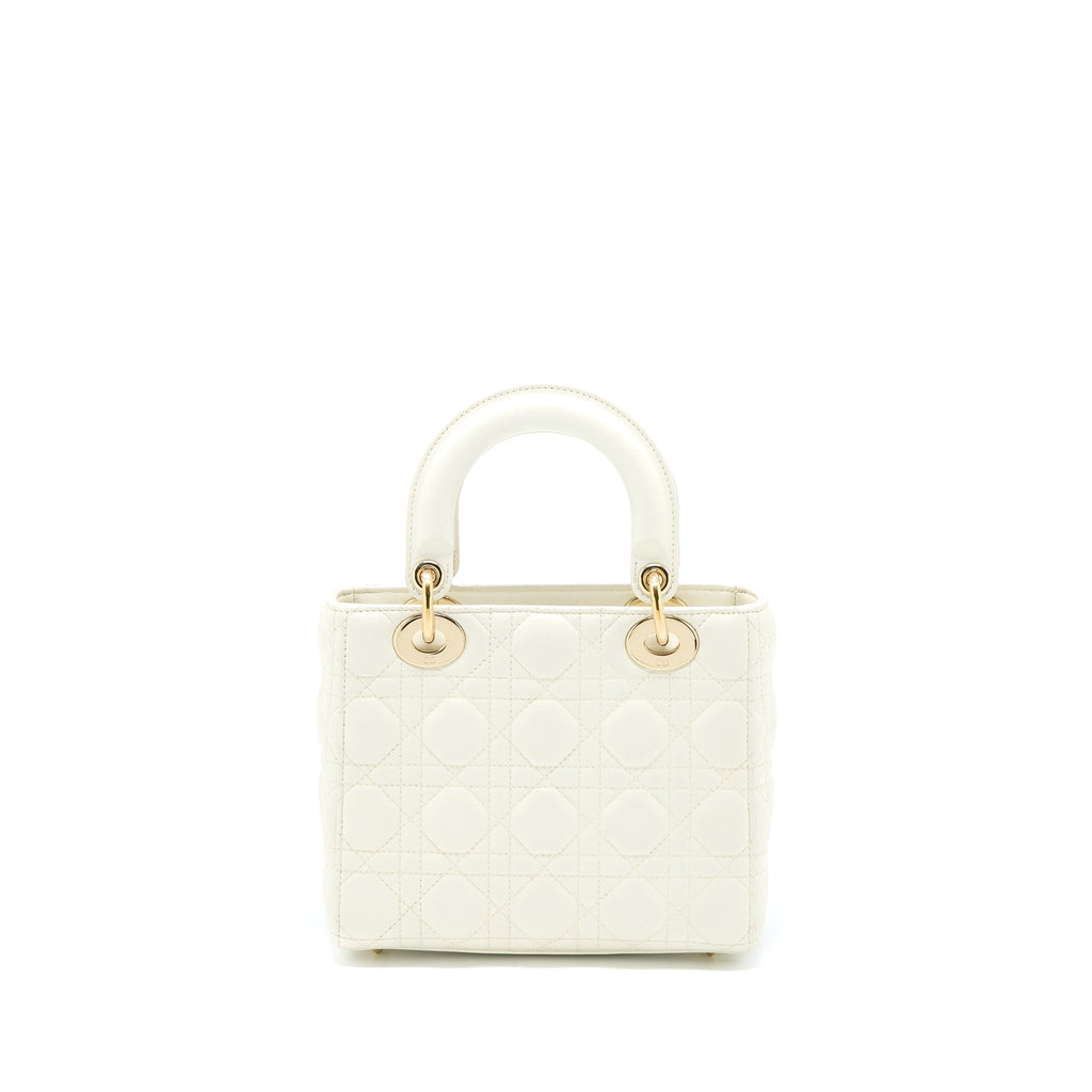 DIOR SMALL LADY DIOR LAMBSKIN WHITE LGHW