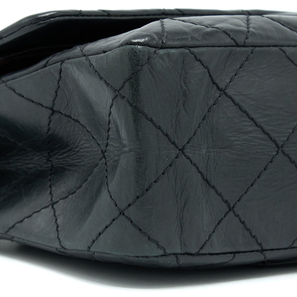 CHANEL 2.55 227 MAXI REISSUE FLAP BAG AGED CALFSKIN BLACK LGHW