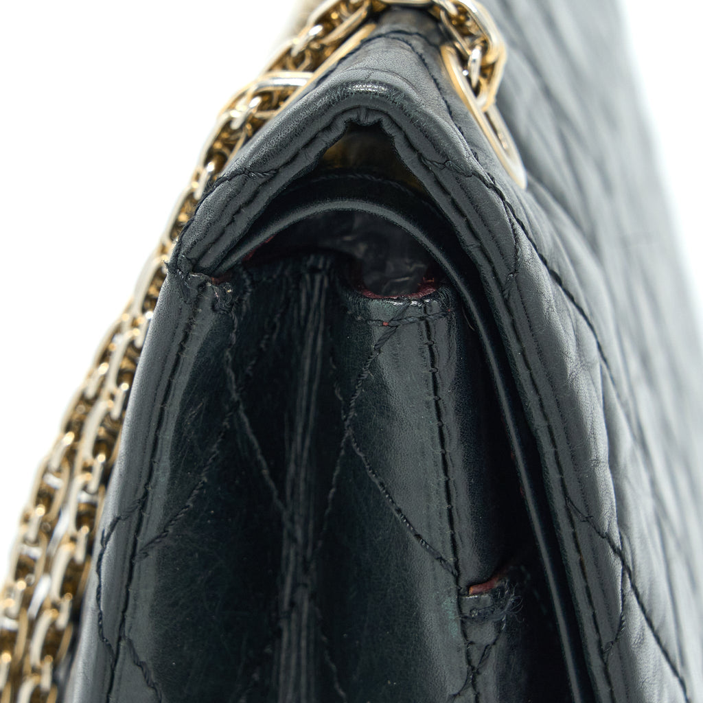 CHANEL 2.55 227 MAXI REISSUE FLAP BAG AGED CALFSKIN BLACK LGHW