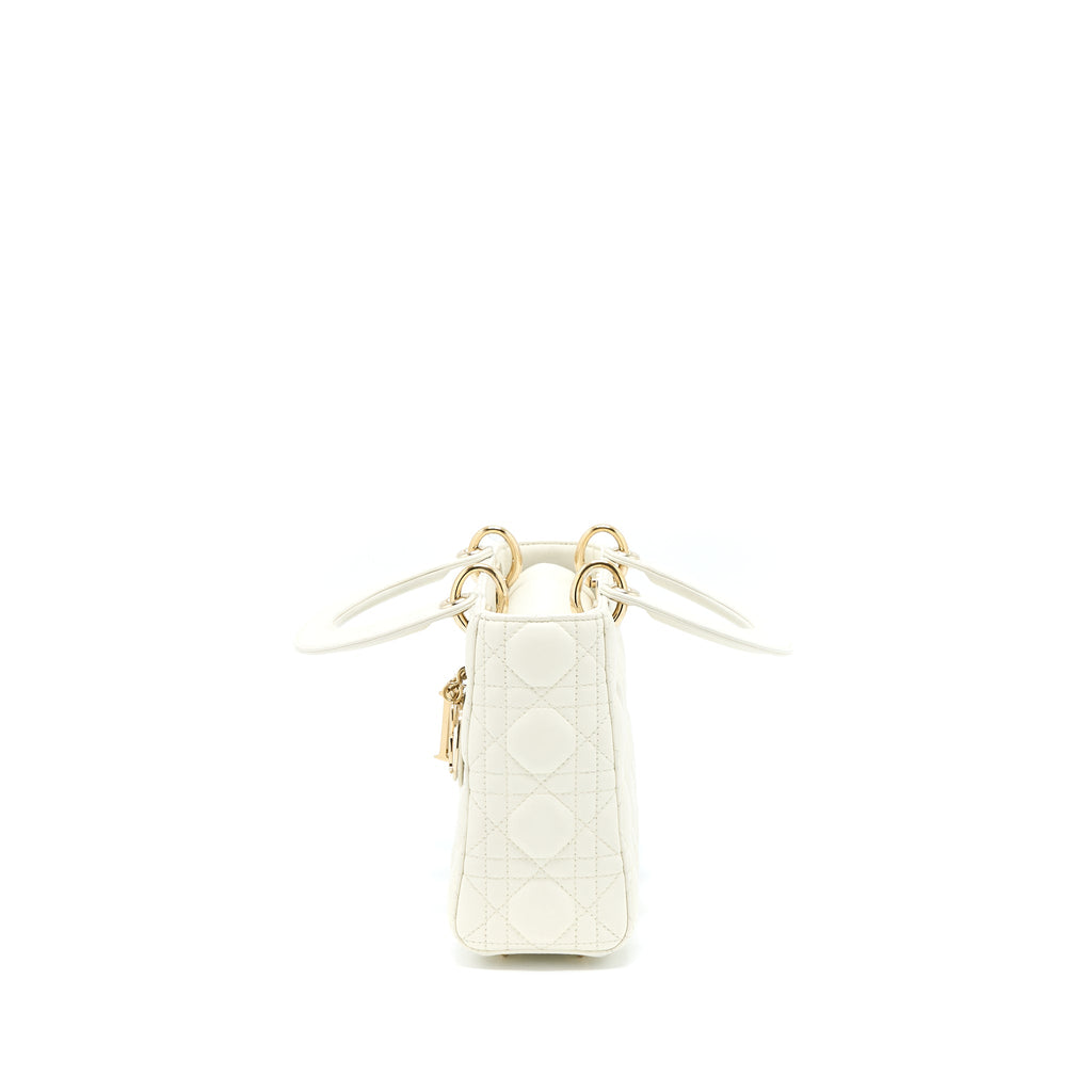 DIOR SMALL LADY DIOR LAMBSKIN WHITE LGHW