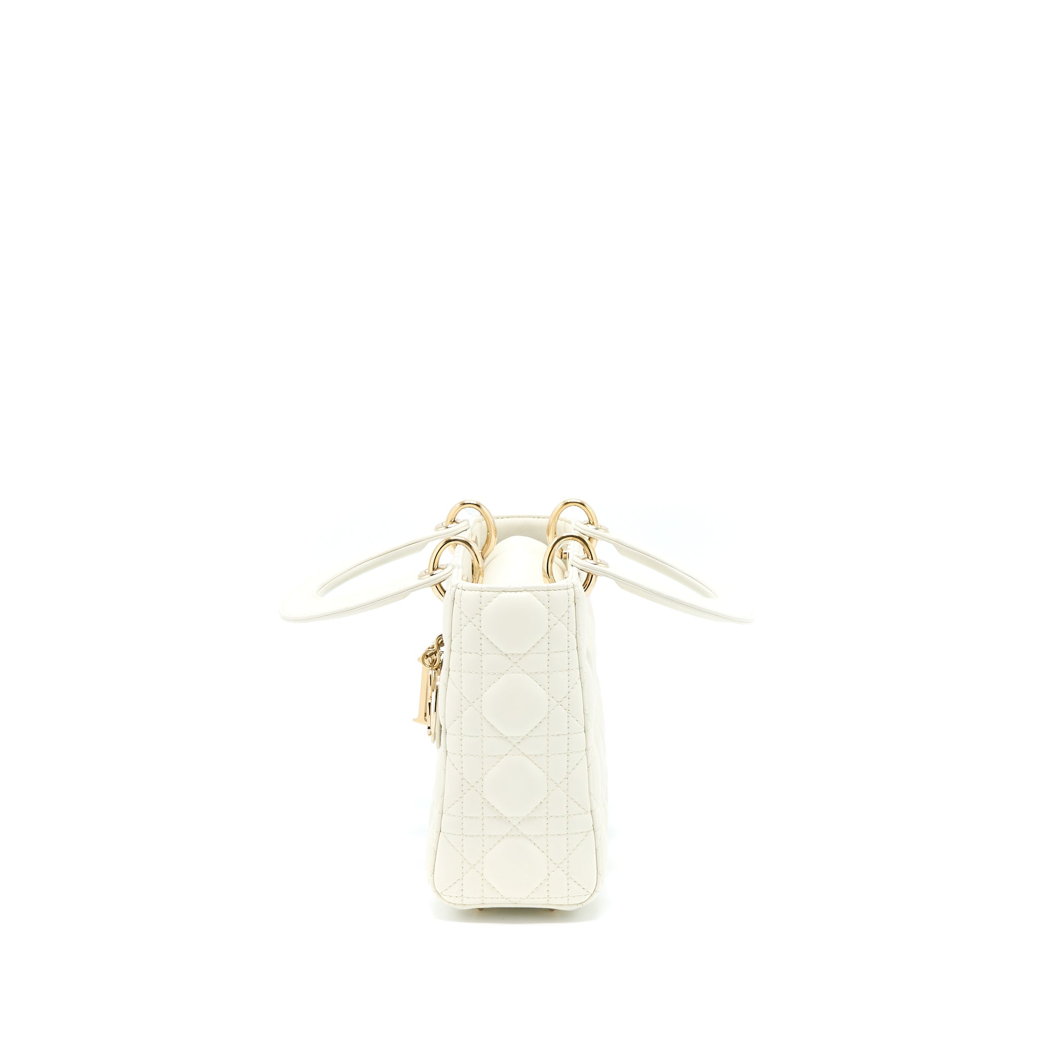 DIOR SMALL LADY DIOR LAMBSKIN WHITE LGHW
