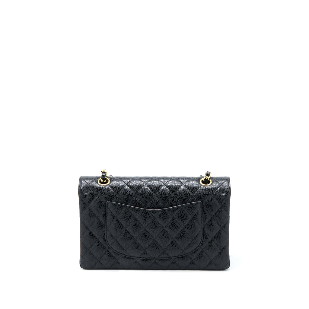 CHANEL MEDIUM CLASSIC DOUBLE FLAP BAG CAVIAR BLACK GHW (MICROCHIP)