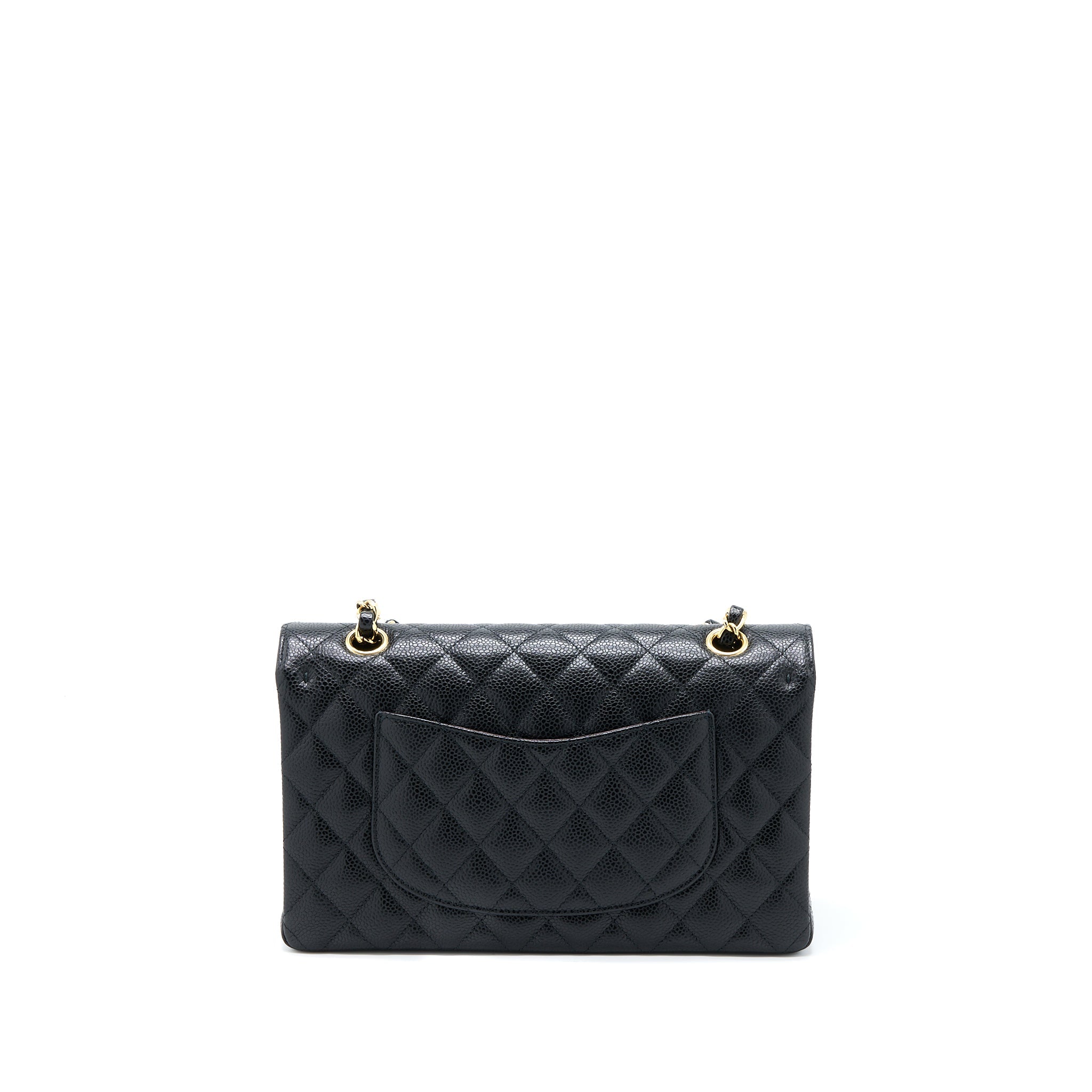 CHANEL MEDIUM CLASSIC DOUBLE FLAP BAG CAVIAR BLACK GHW (MICROCHIP)
