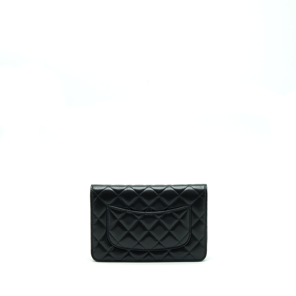 CHANEL RIBBON WALLET ON CHAIN LAMBSKIN BLACK LGHW (MICROCHIP)