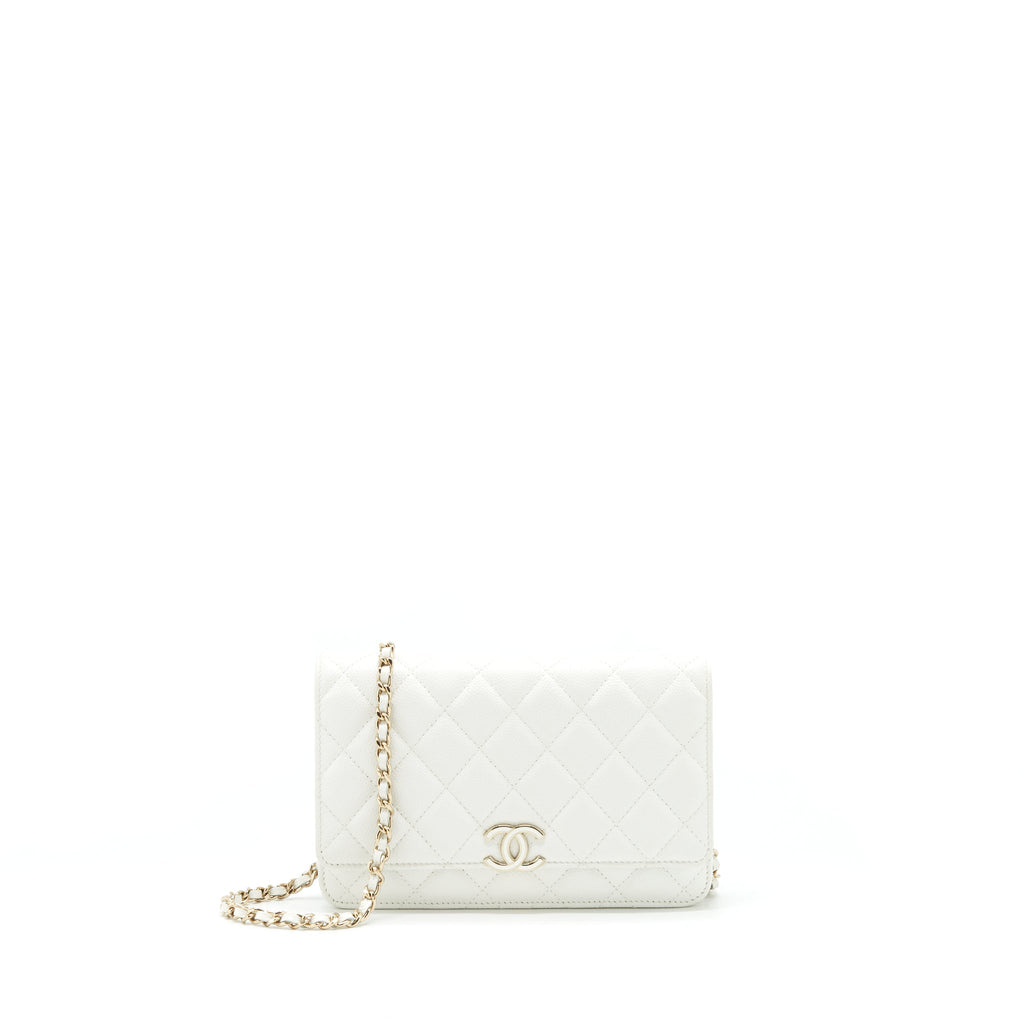 CHANEL 21C WALLET ON CHAIN LIMIT EDITION CAVIAR WHITE LGHW