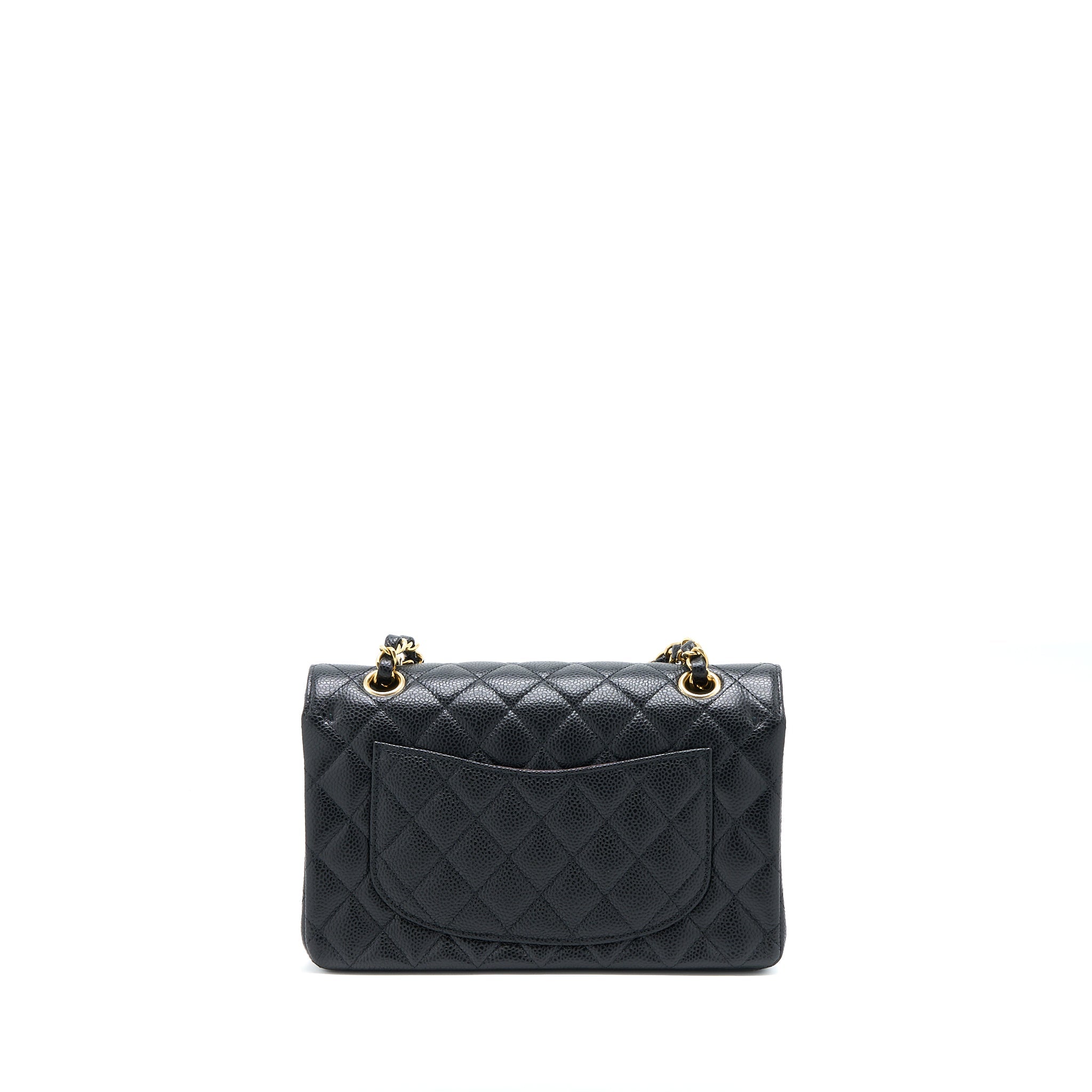CHANEL SMALL CLASSIC DOUBLE FLAP BAG CAVIAR BLACK GHW (MICROCHIP)