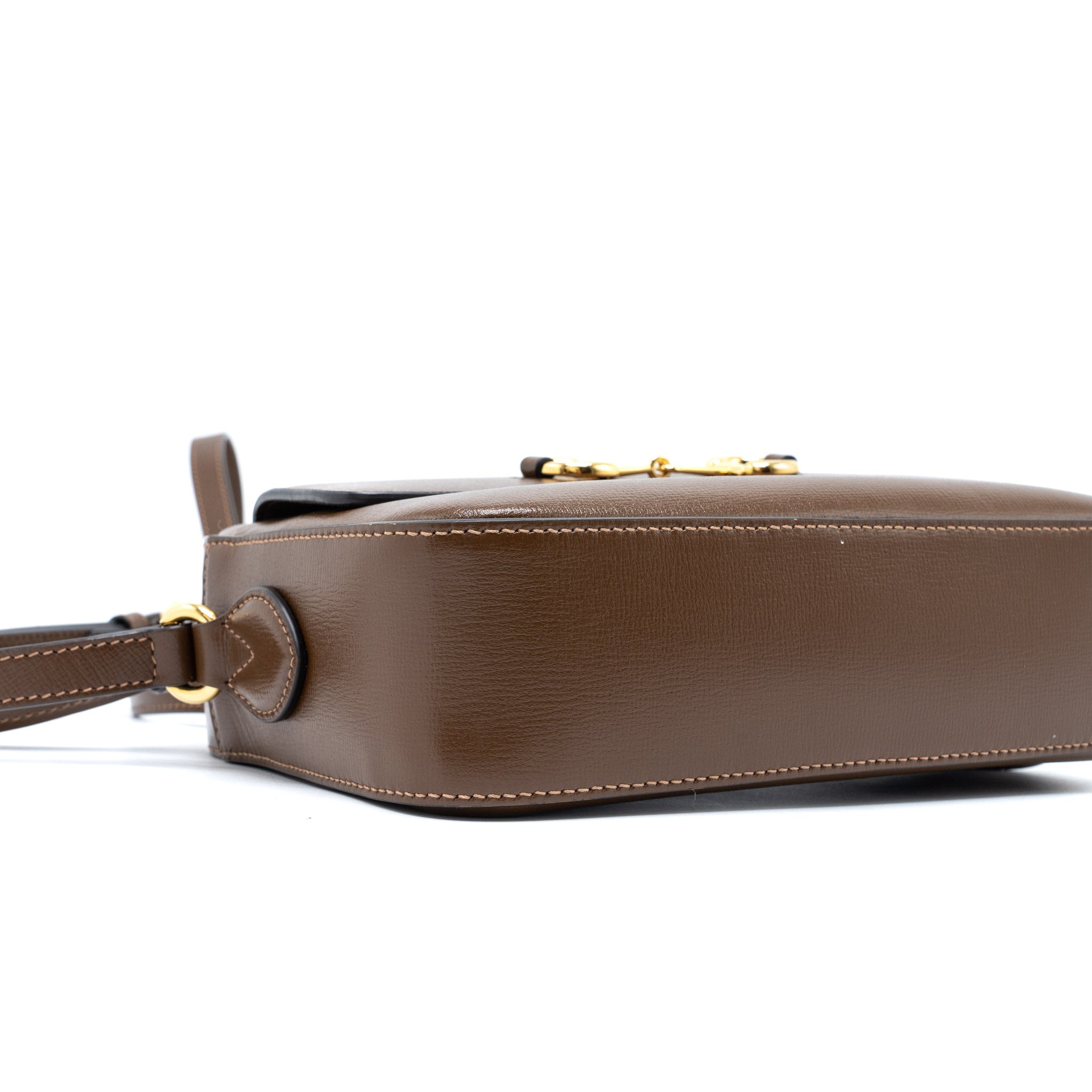 GUCCI HORSEBIT SHOULDER BAG CALFSKIN BROWN GHW