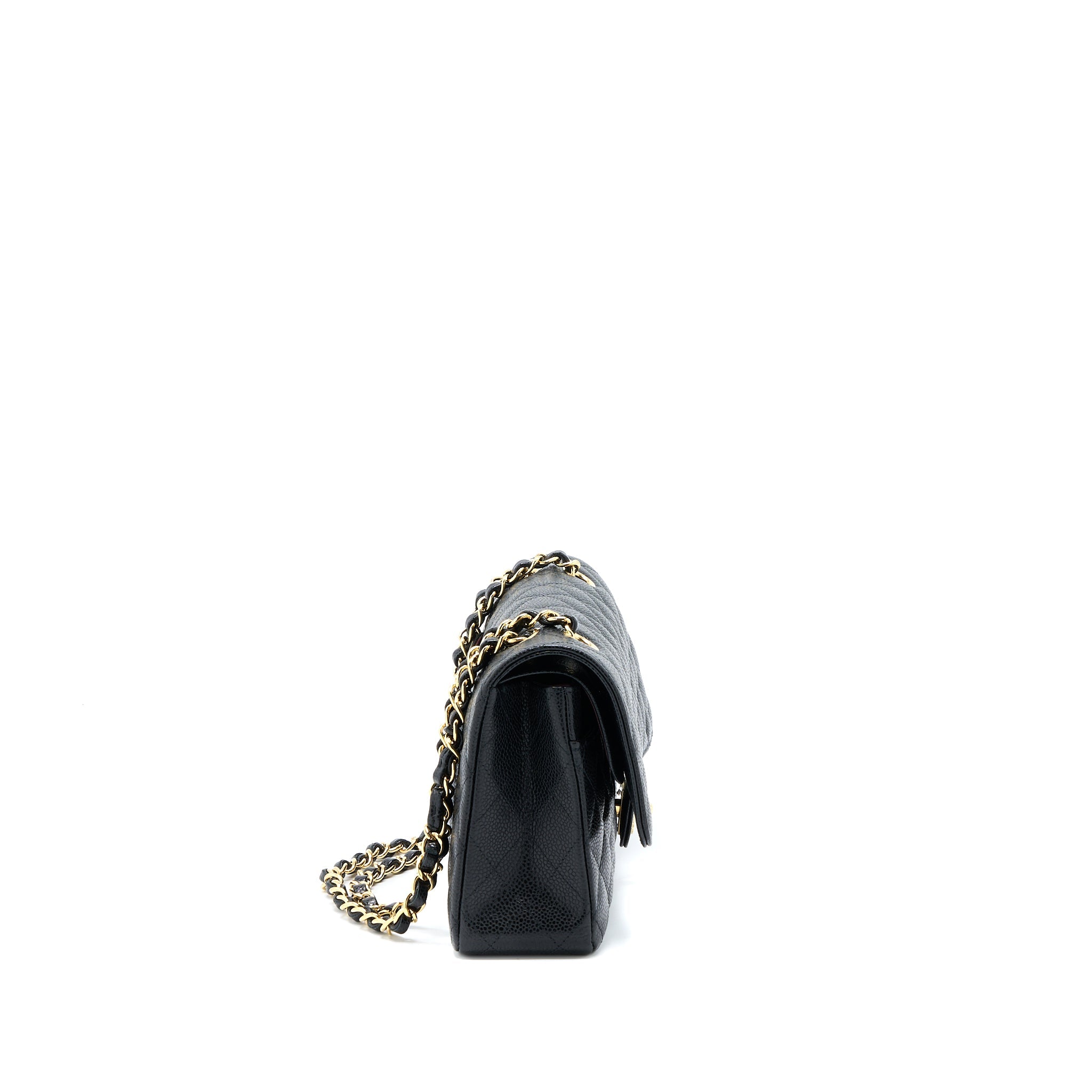 CHANEL MEDIUM CLASSIC DOUBLE FLAP BAG CAVIAR BLACK GHW (MICROCHIP)