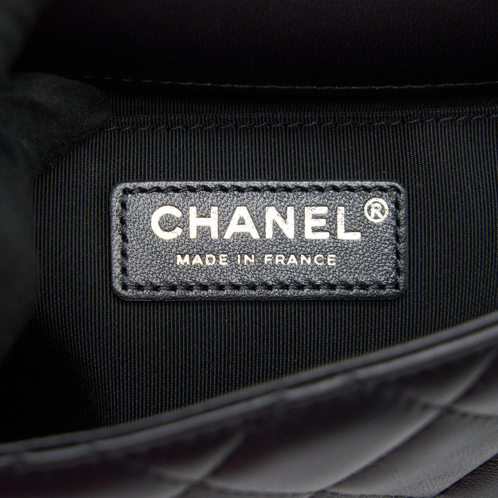 CHANEL LOGO PEARL CHAIN MINI FLAP BAG GHW