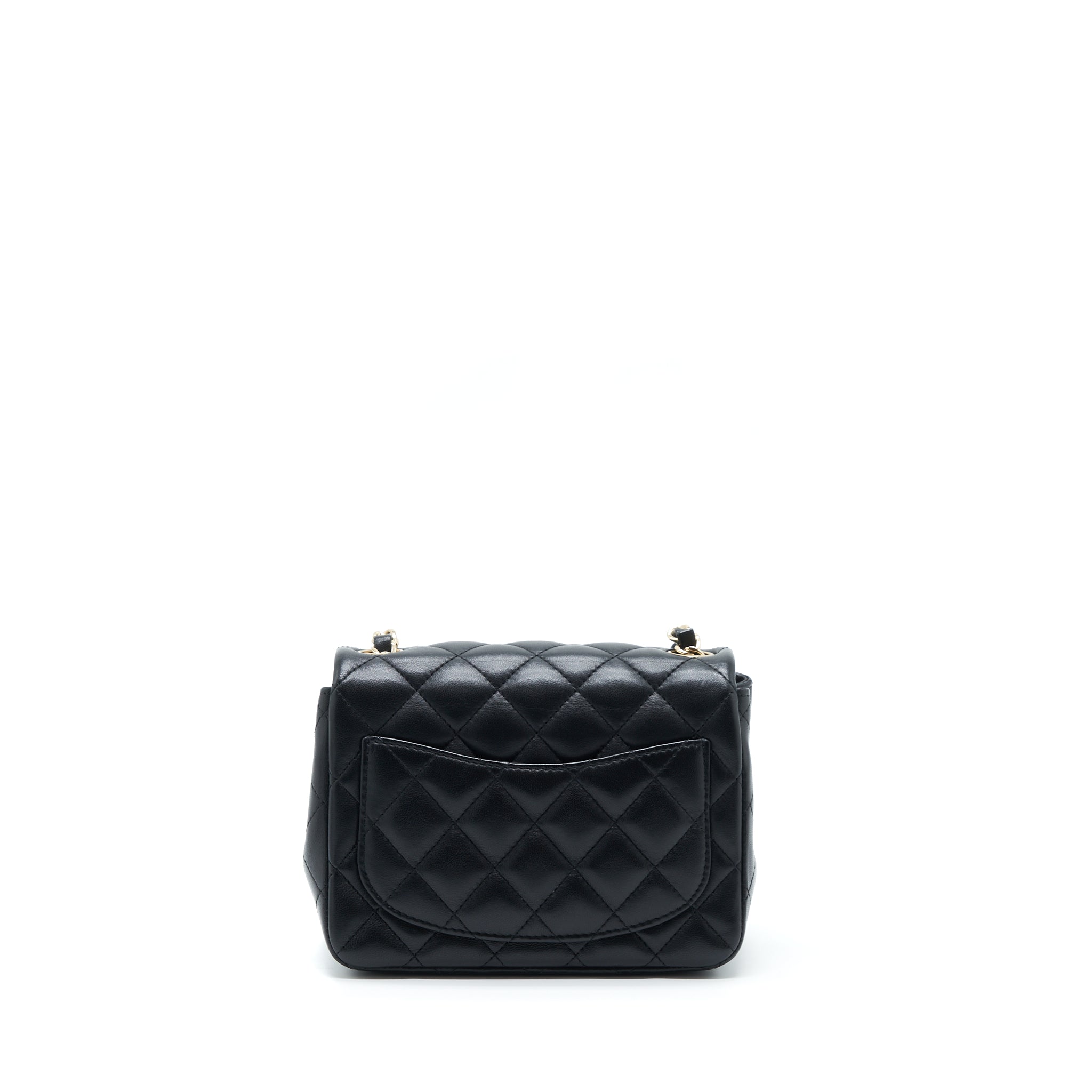 CHANEL MINI SQUARE FLAP BAG LAMBSKIN BLACK LGHW