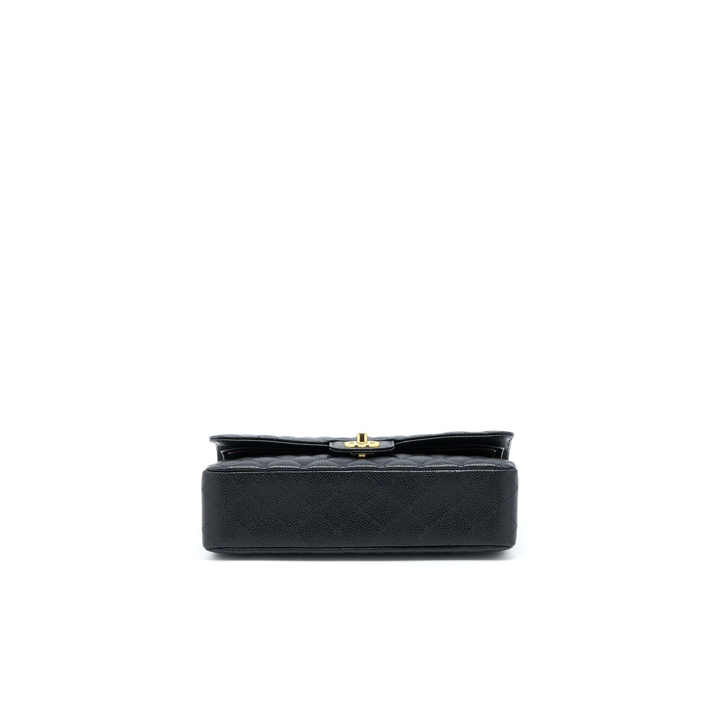 CHANEL MEDIUM CLASSIC DOUBLE FLAP BAG CAVIAR BLACK GHW (MICROCHIP)
