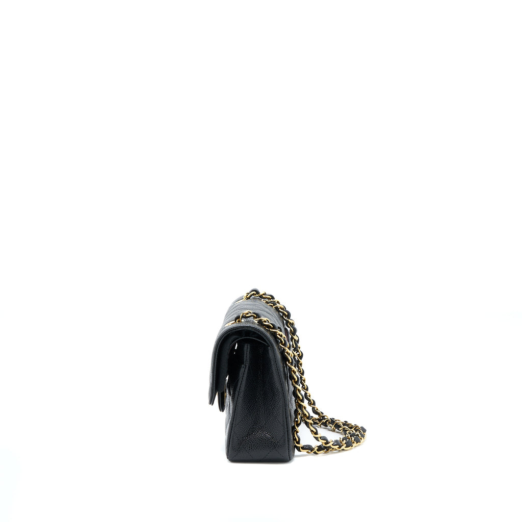 CHANEL SMALL CLASSIC DOUBLE FLAP BAG CAVIAR BLACK GHW (MICROCHIP)