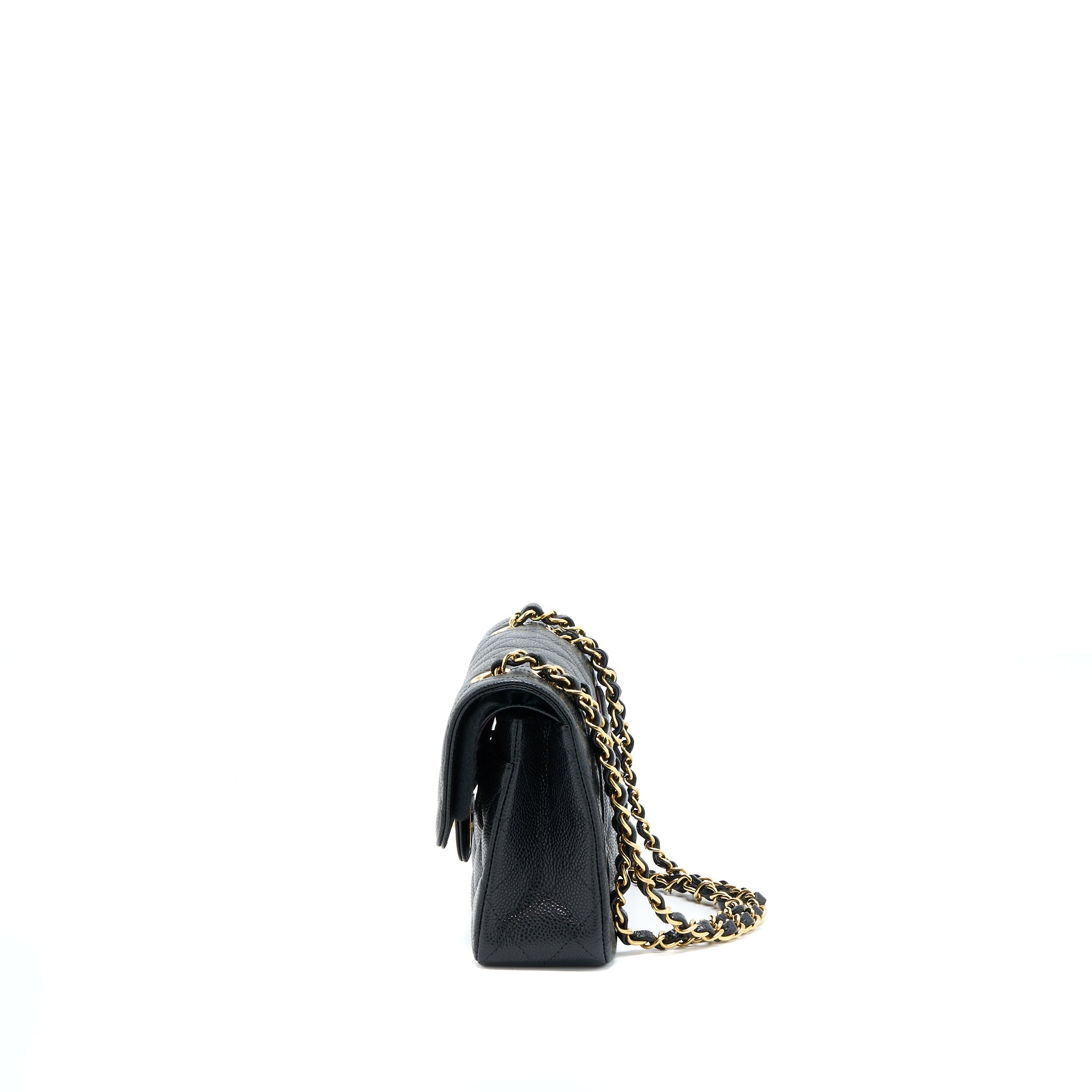 CHANEL SMALL CLASSIC DOUBLE FLAP BAG CAVIAR BLACK GHW (MICROCHIP)