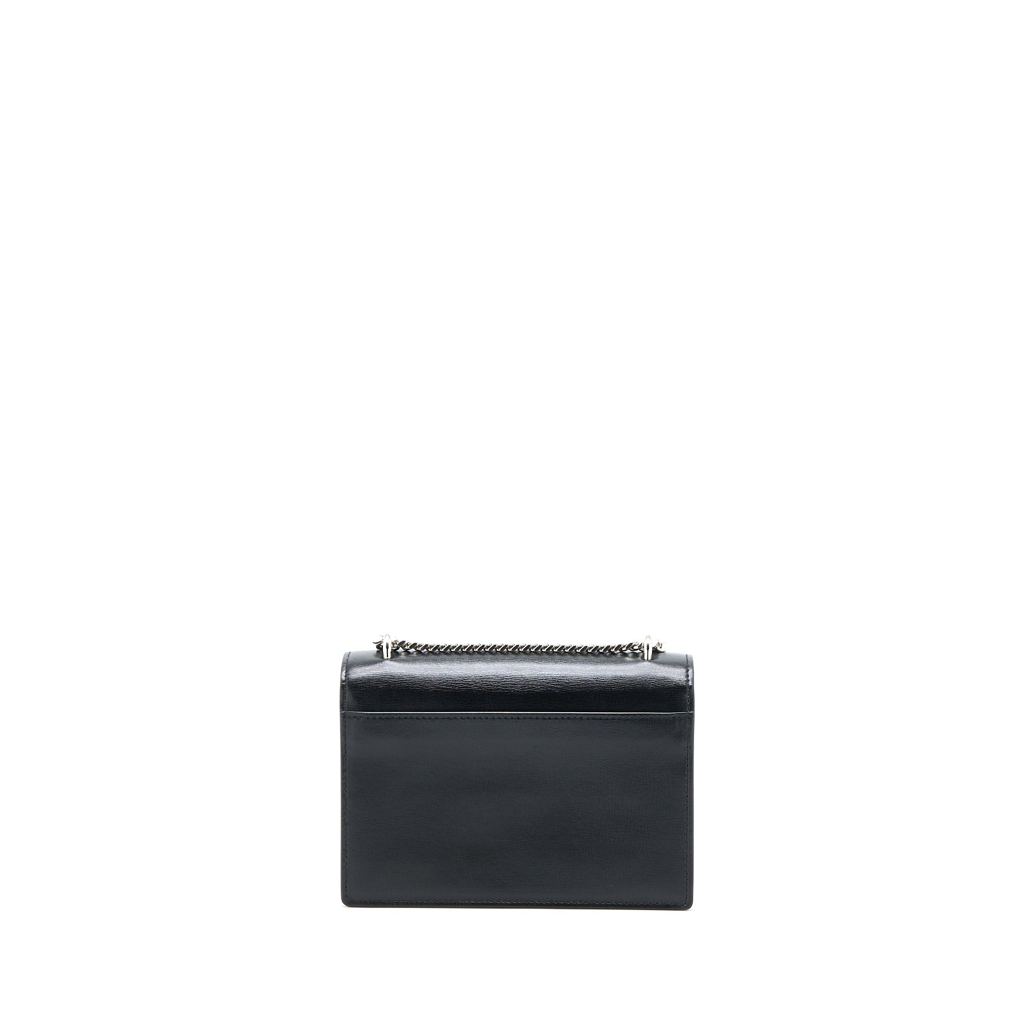 SAINT LAURENT SUNSET CHAIN WALLET SMOOTH CALFSKIN BLACK SHW