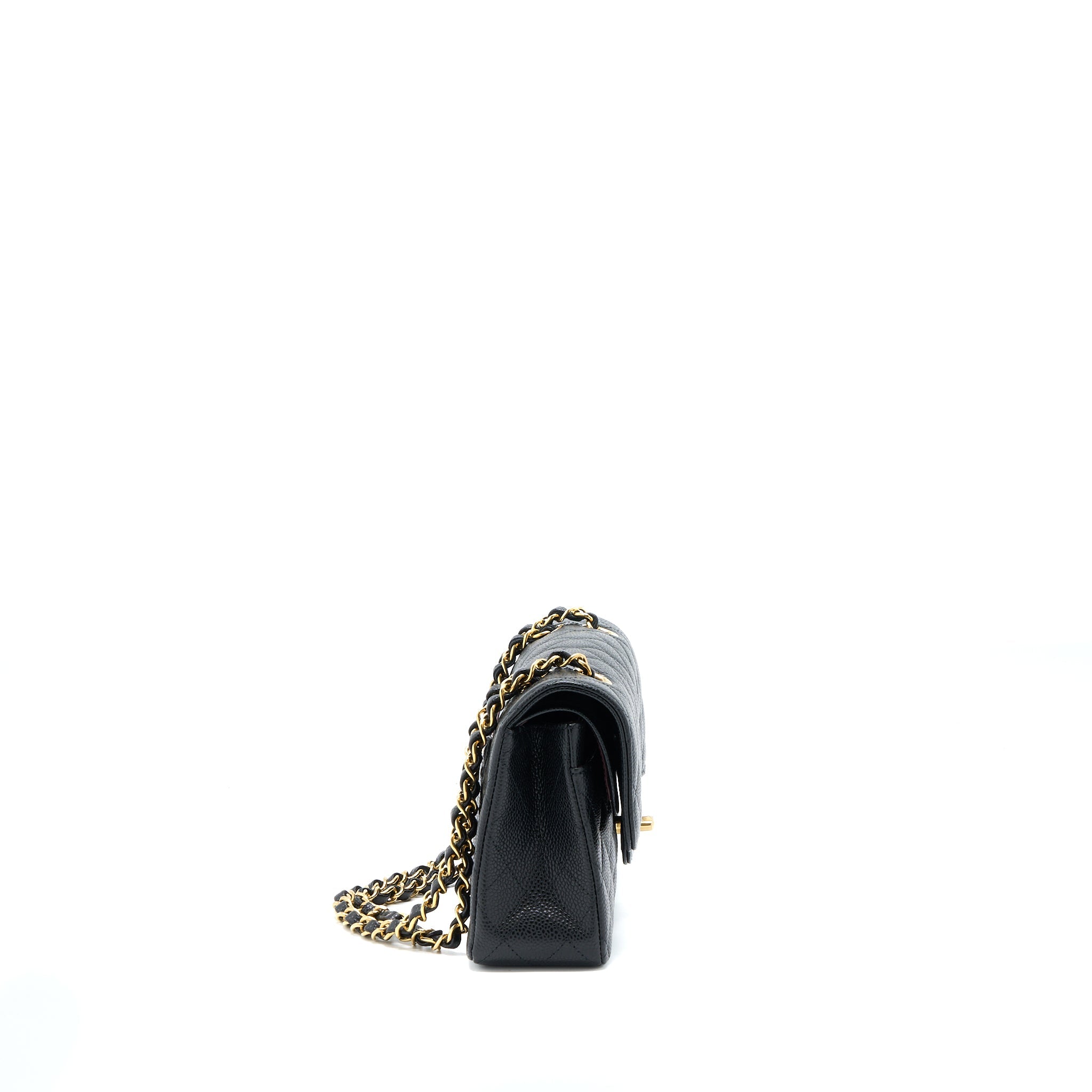 CHANEL SMALL CLASSIC DOUBLE FLAP BAG CAVIAR BLACK GHW (MICROCHIP)