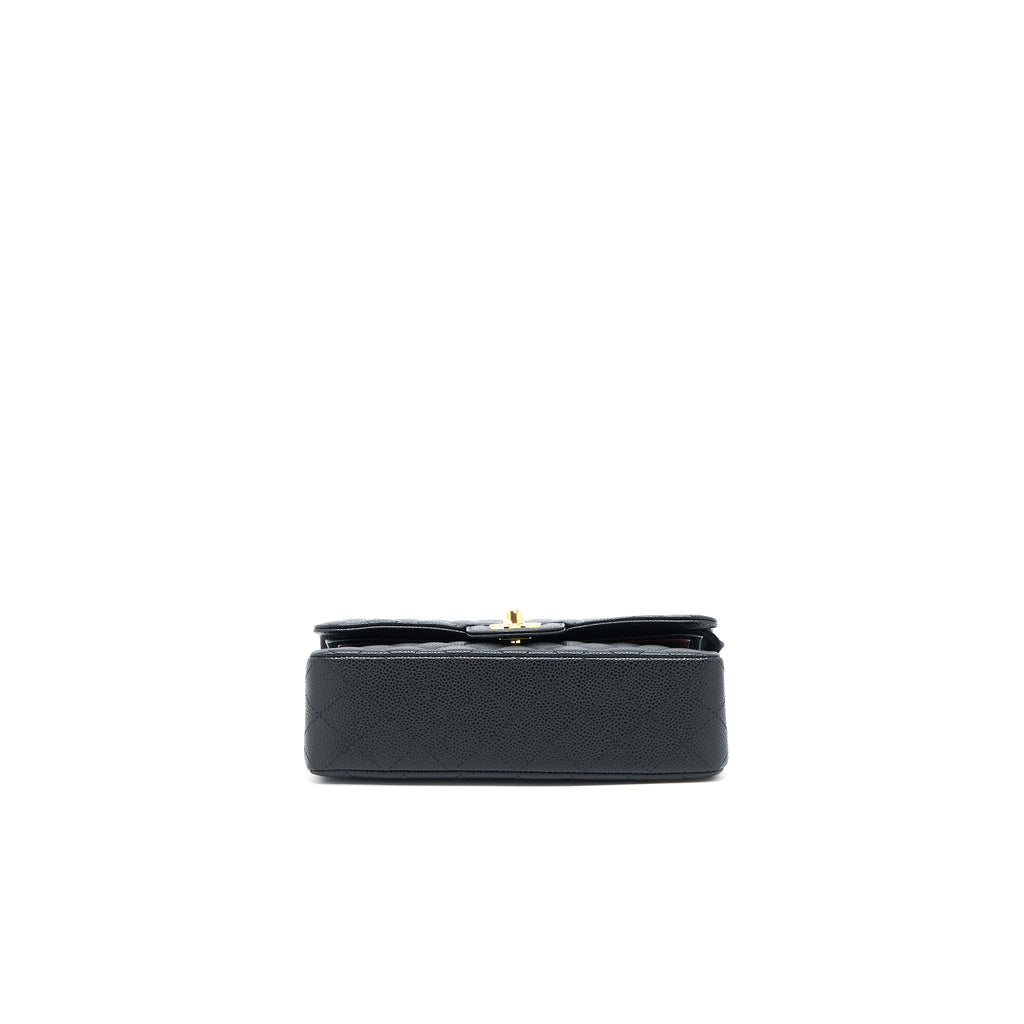 CHANEL SMALL CLASSIC DOUBLE FLAP BAG CAVIAR BLACK GHW (MICROCHIP)