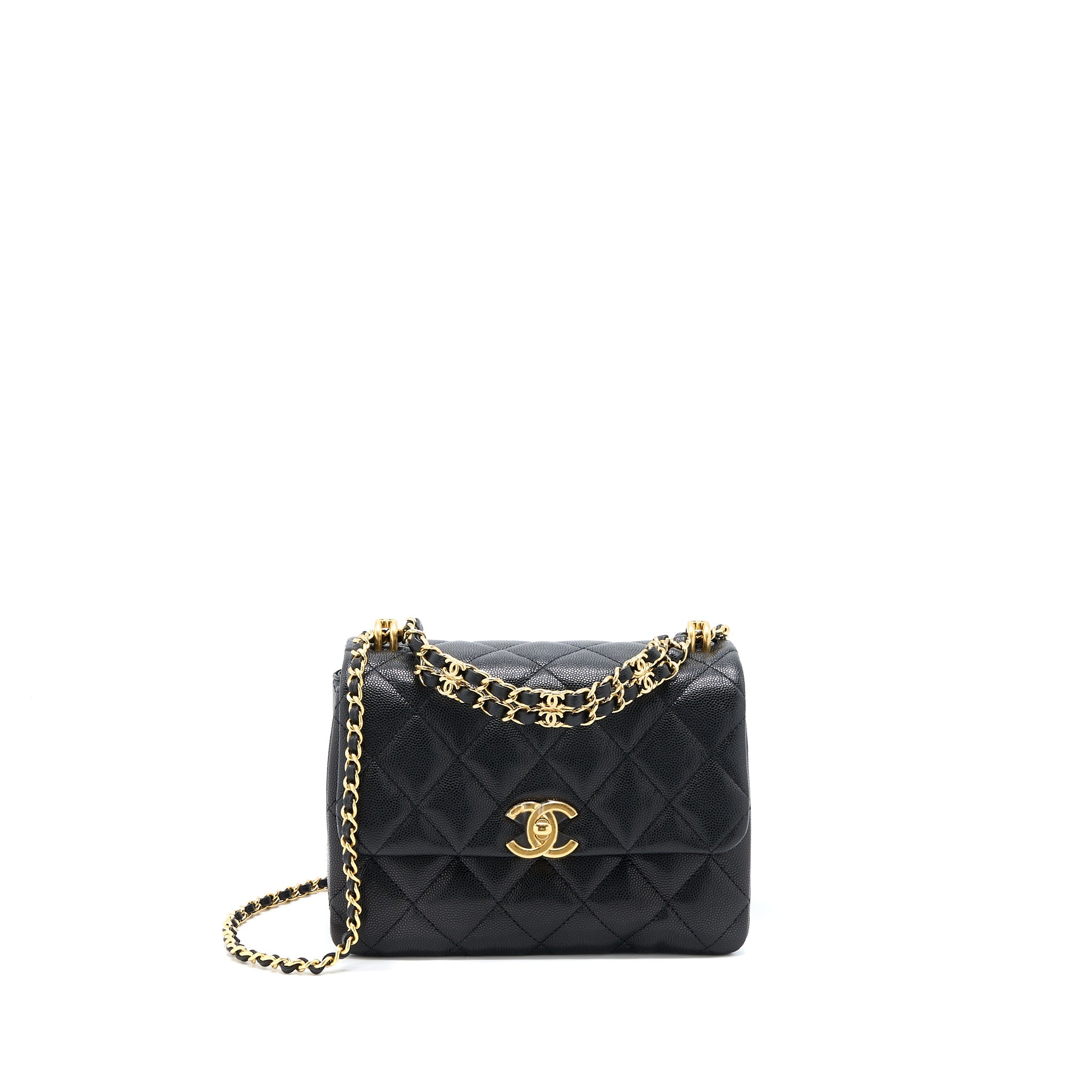 CHANEL 22K COCO FIRST CAVIAR LEATHER BLACK GHW (MICROCHIP)