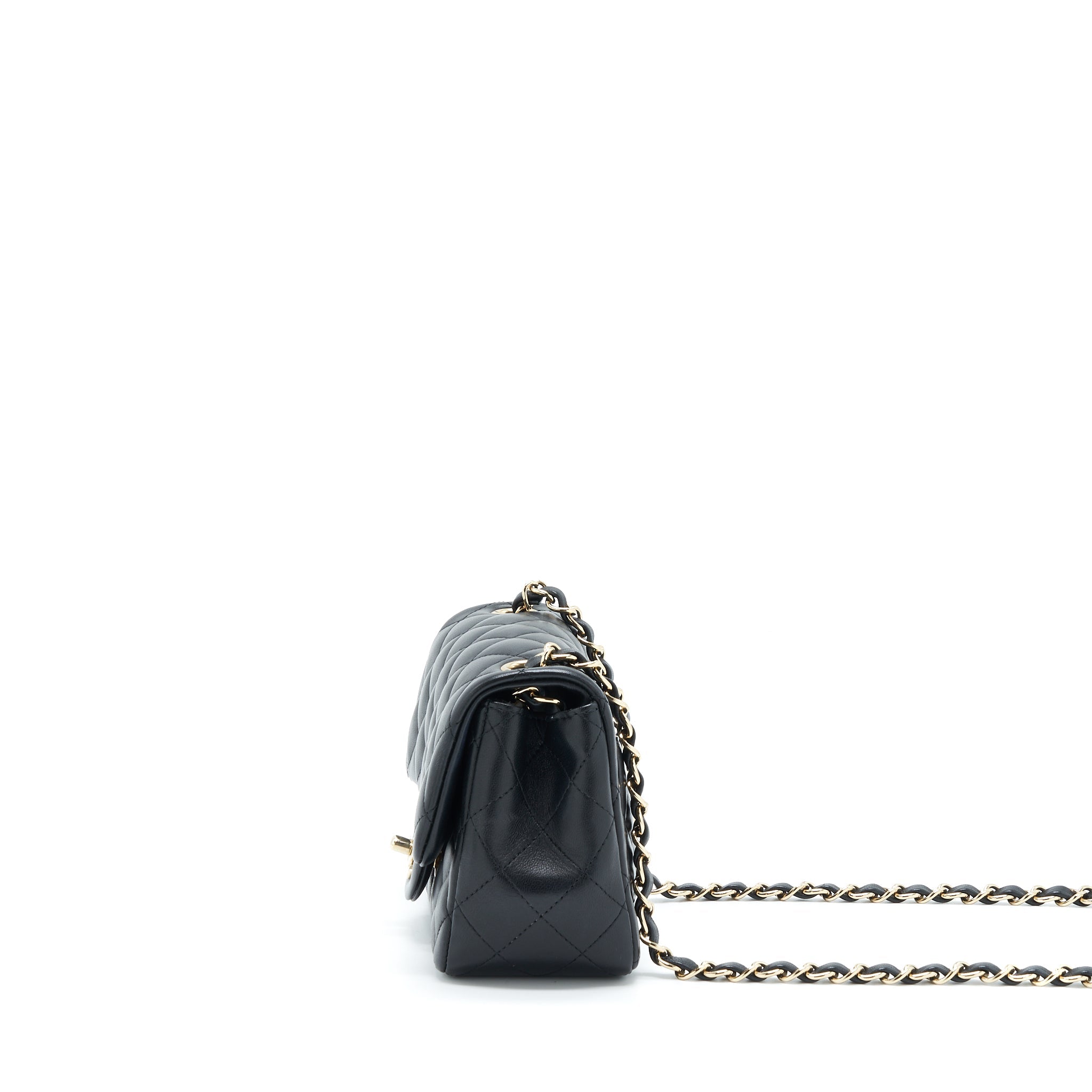 CHANEL MINI SQUARE FLAP BAG LAMBSKIN BLACK LGHW