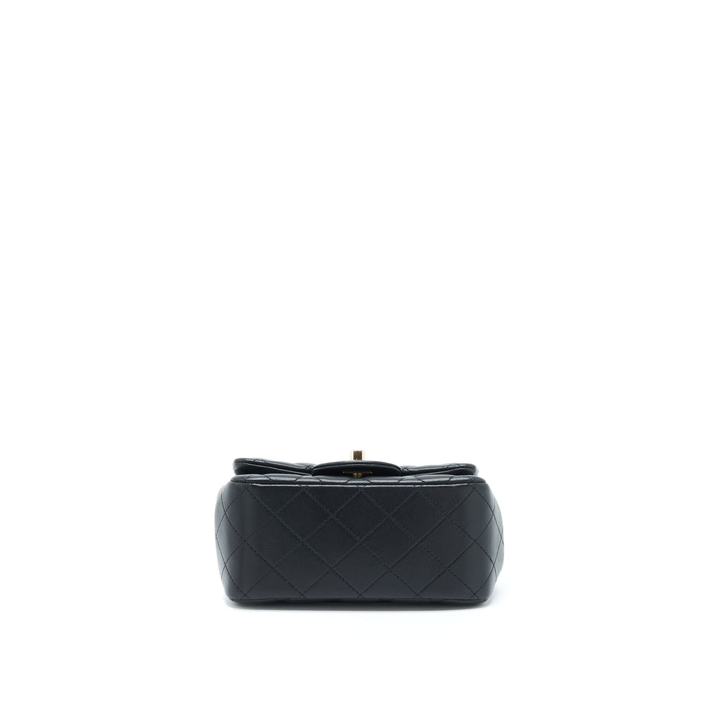 CHANEL MINI SQUARE FLAP BAG LAMBSKIN BLACK LGHW