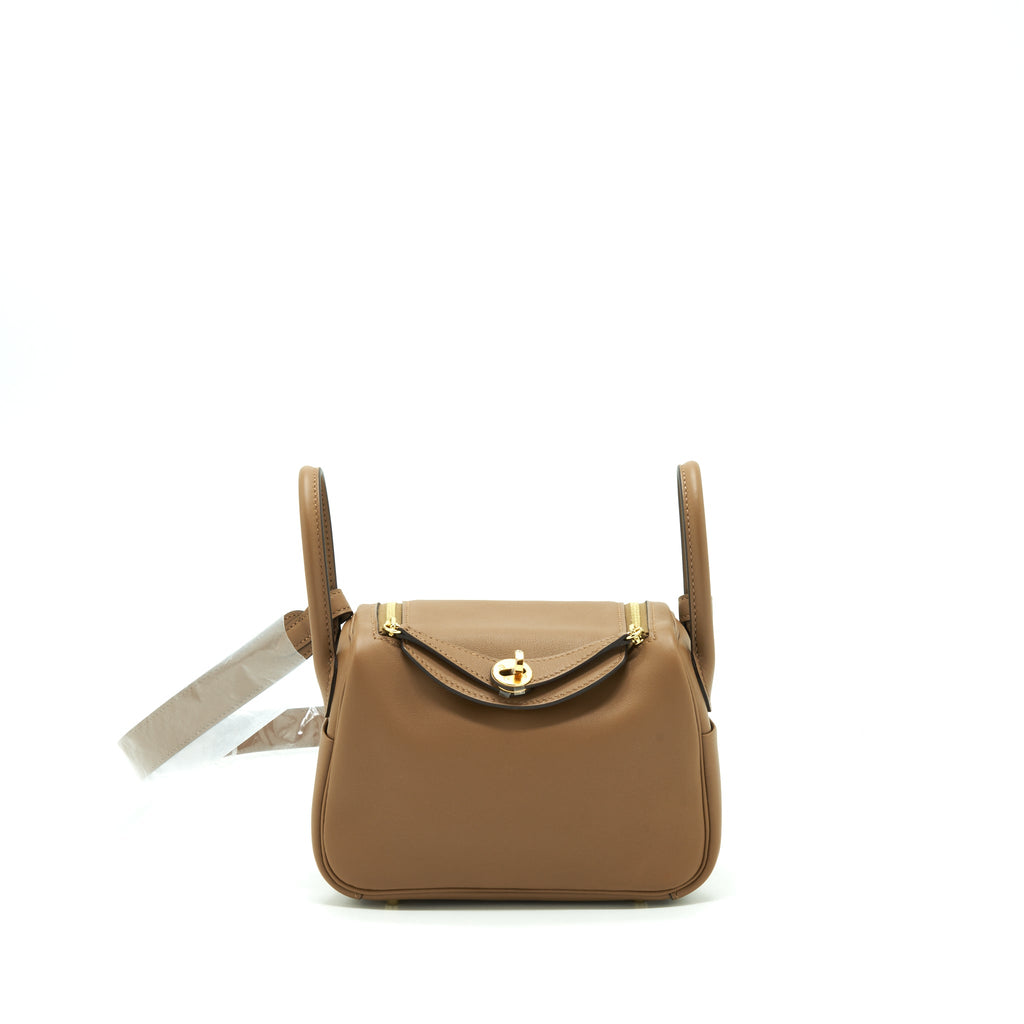 HERMES MINI LINDY SWIFT ALEZAN/BISCUIT GHW