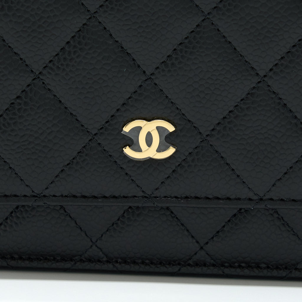 CHANEL CLASSIC WALLET ON CHAIN CAVIAR BLACK GHW (MICROCHIP)