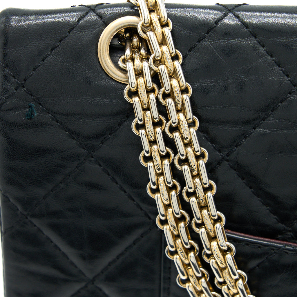CHANEL 2.55 227 MAXI REISSUE FLAP BAG AGED CALFSKIN BLACK LGHW