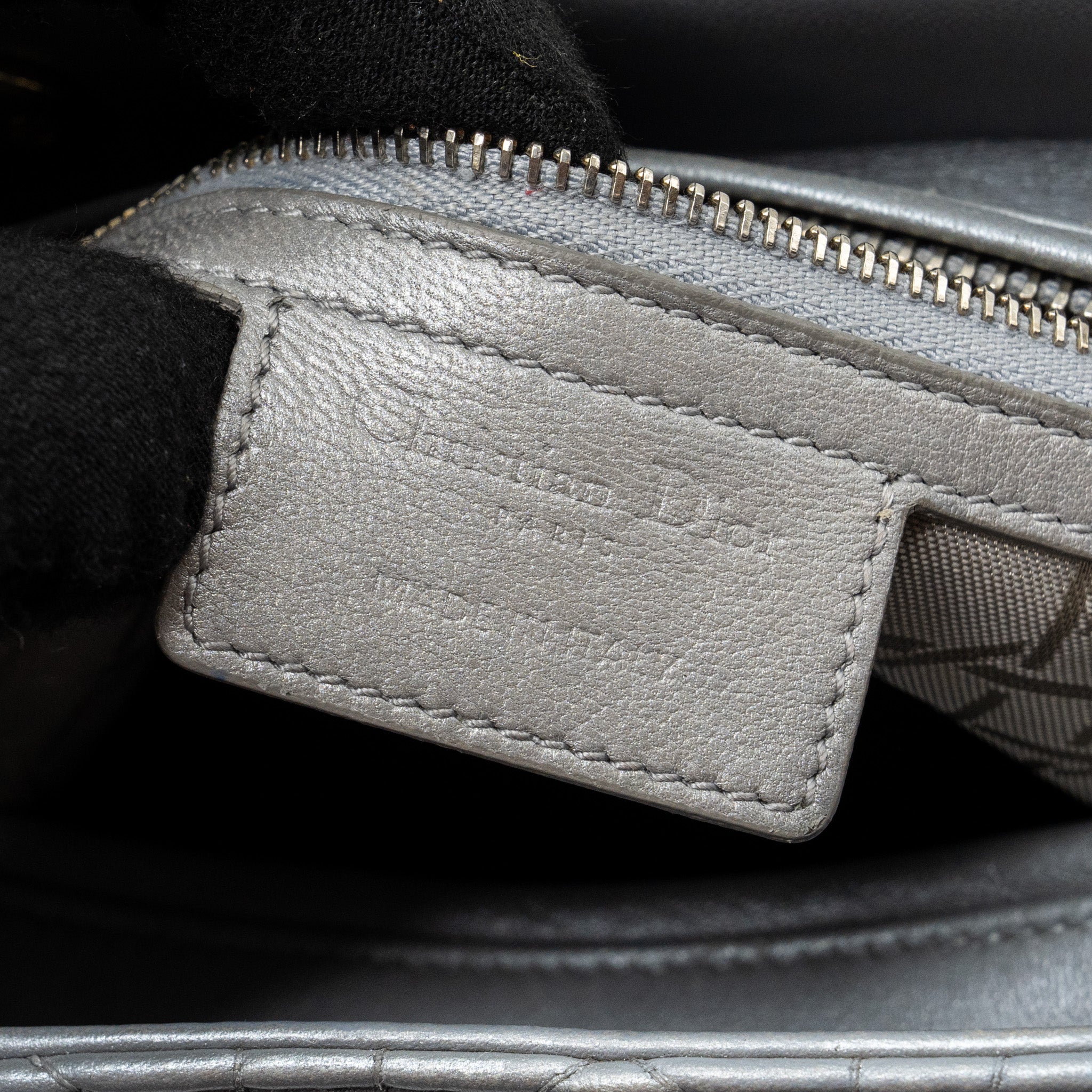 DIOR MEDIUM LADY DIOR LAMBSKIN SILVER LGHW